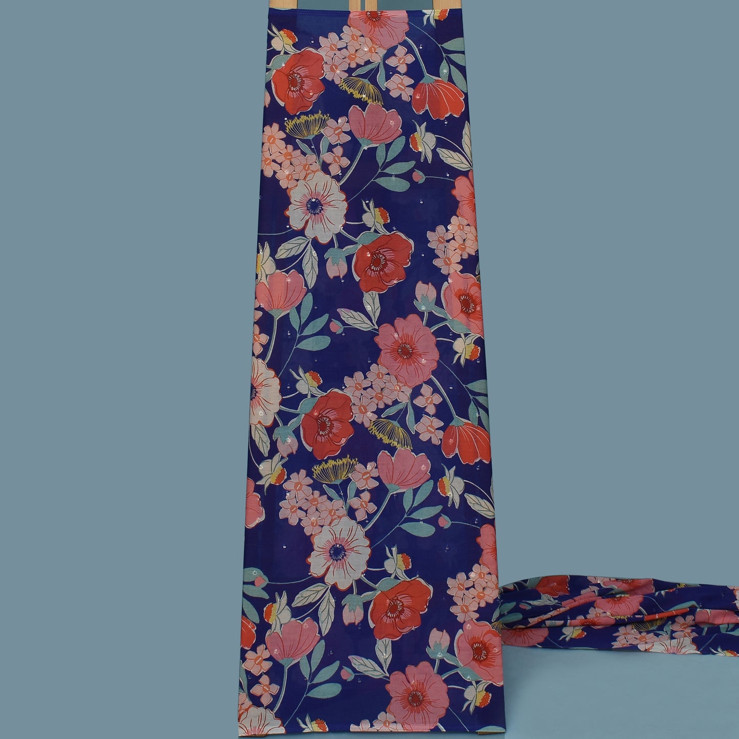 Multi Color Mulmul Print Booti Fabric