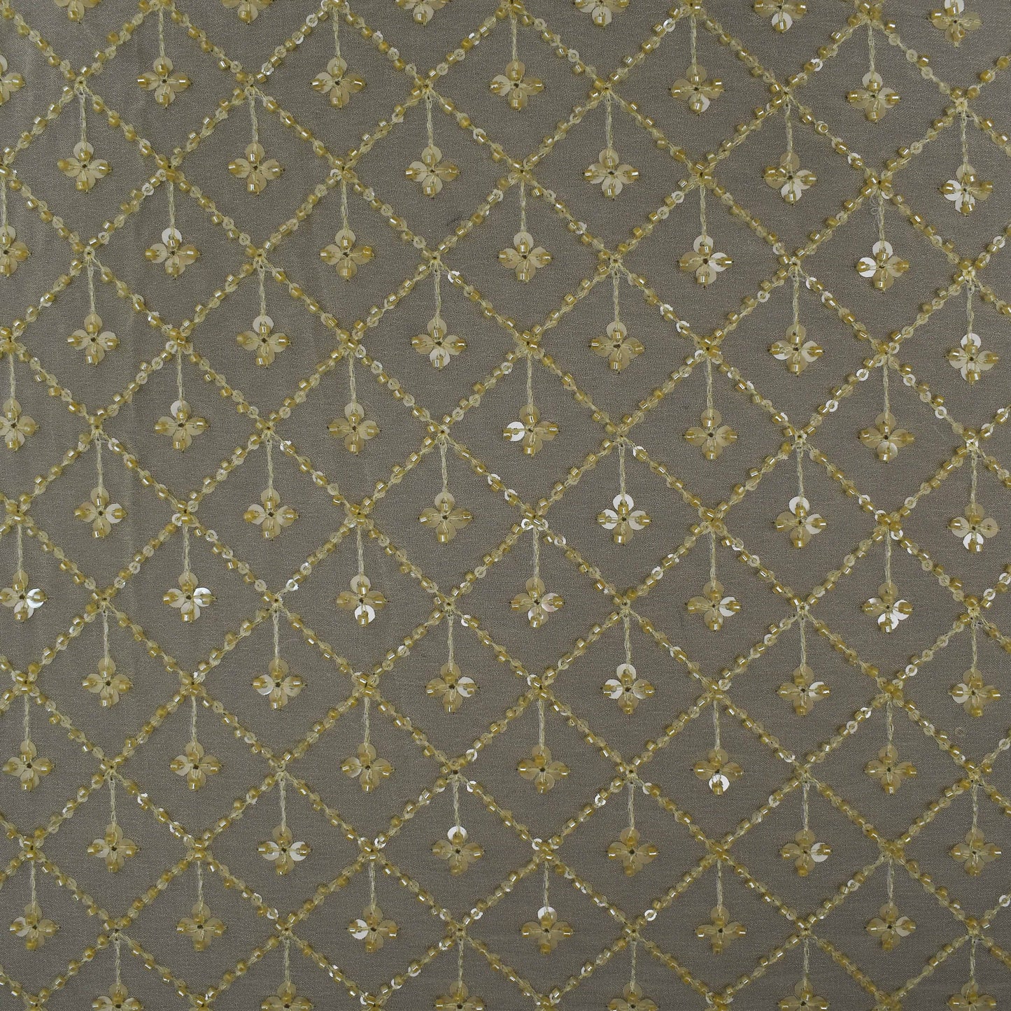 Cream Color Chinon Embroidery Fabric