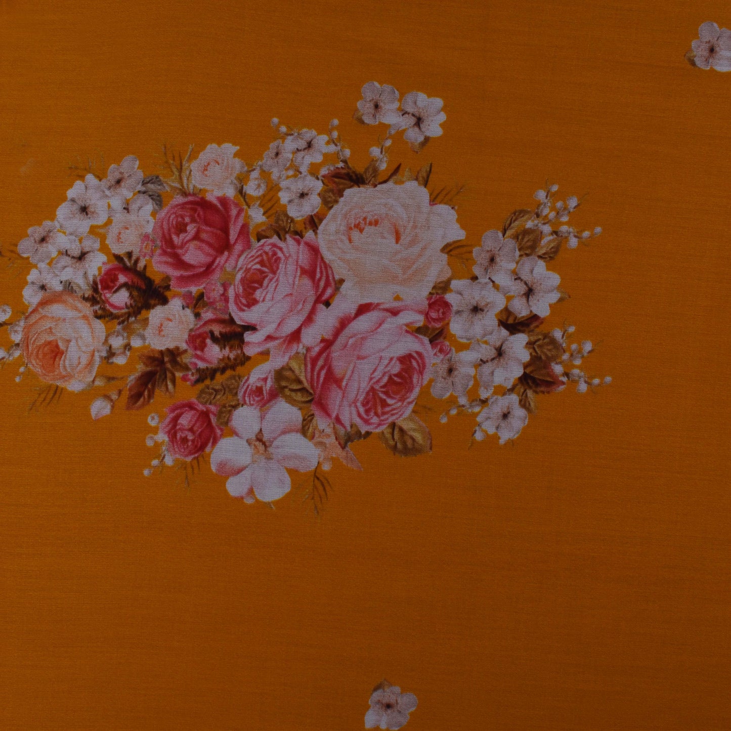 Orange Color Glace Cotton Print Fabric