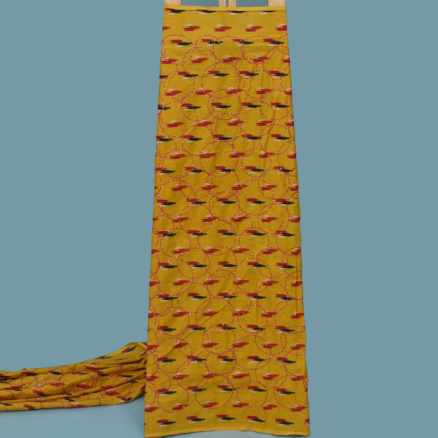 Multi Color Kora Cotton Embroidery Fabric