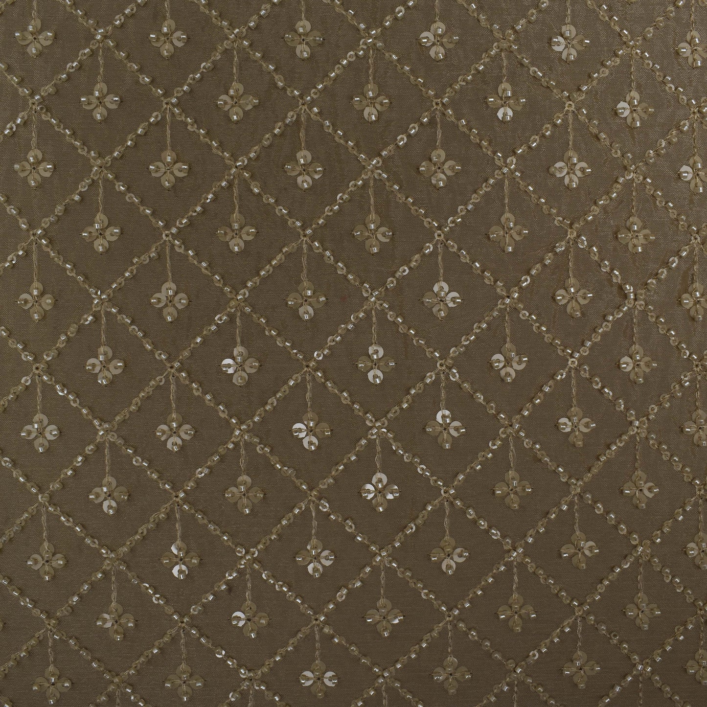Beige Color Chinon Embroidery Fabric