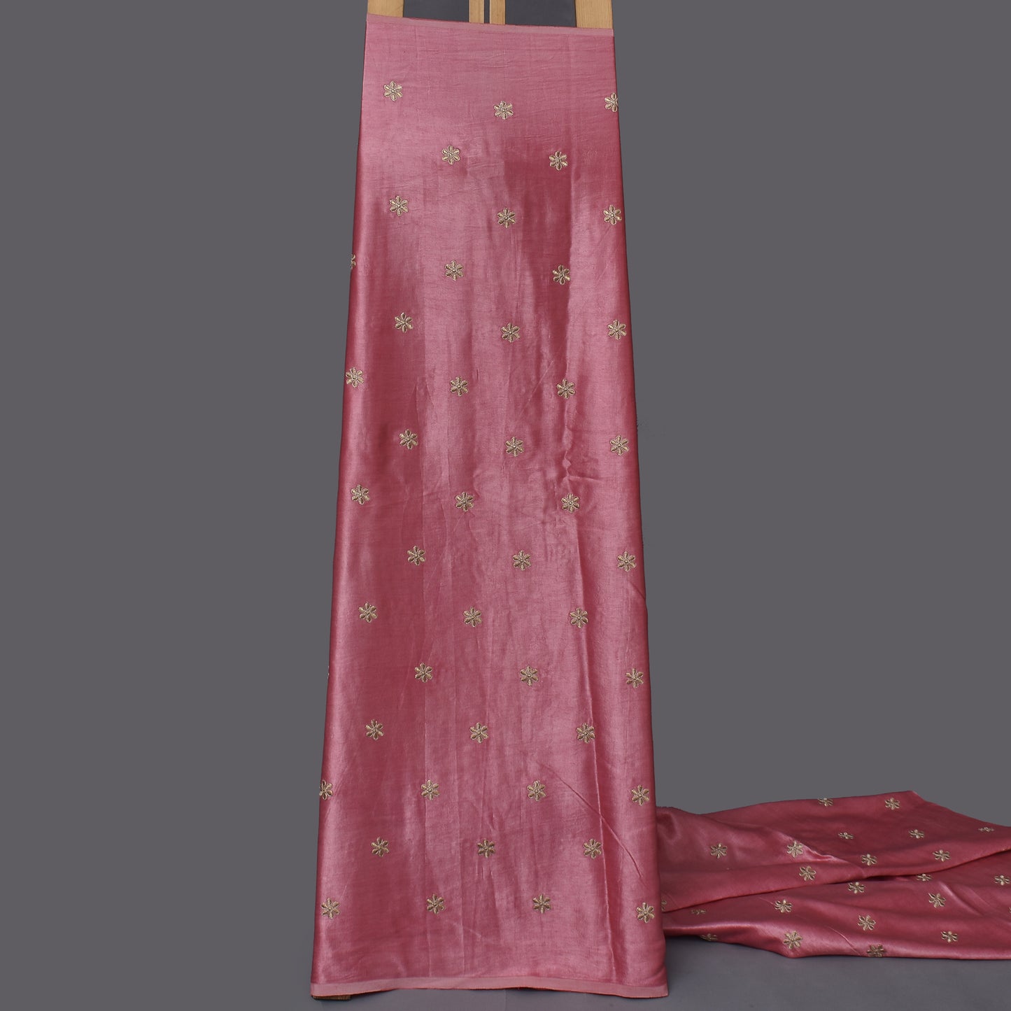 Baby Pink Color Gajji Silk Embroidery Fabric