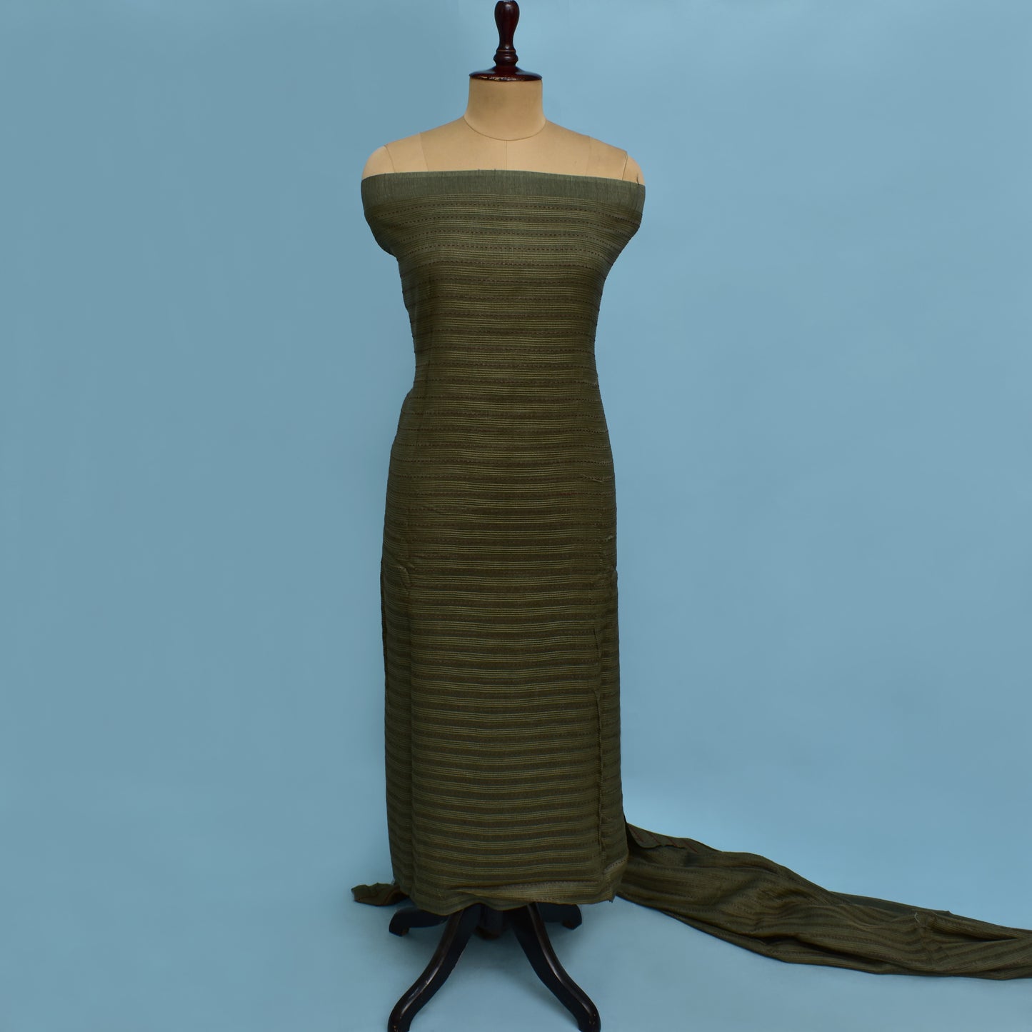 Green Color Nokia Silk Kantha Work Fabric