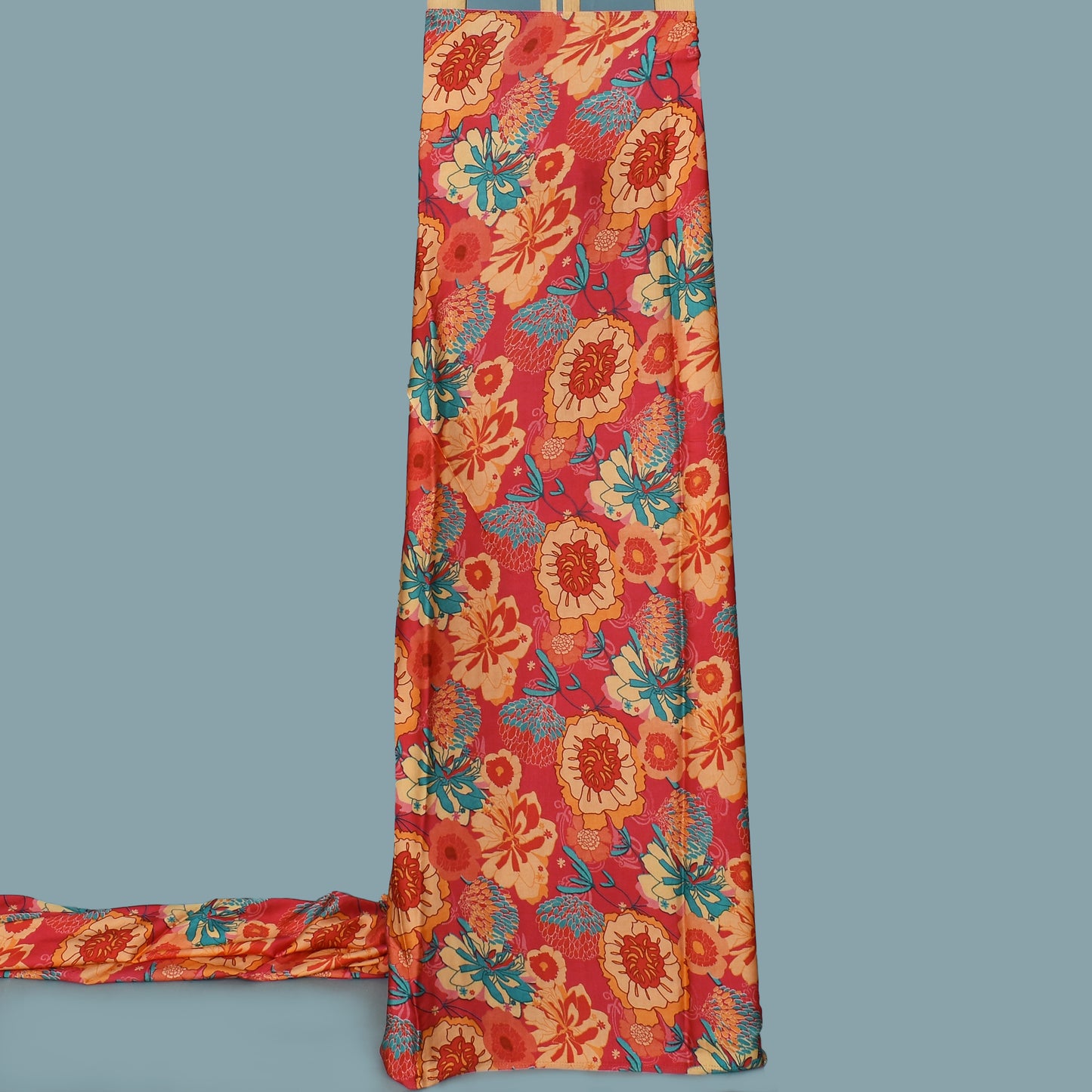 Multi Color Bember Satin Print Fabric