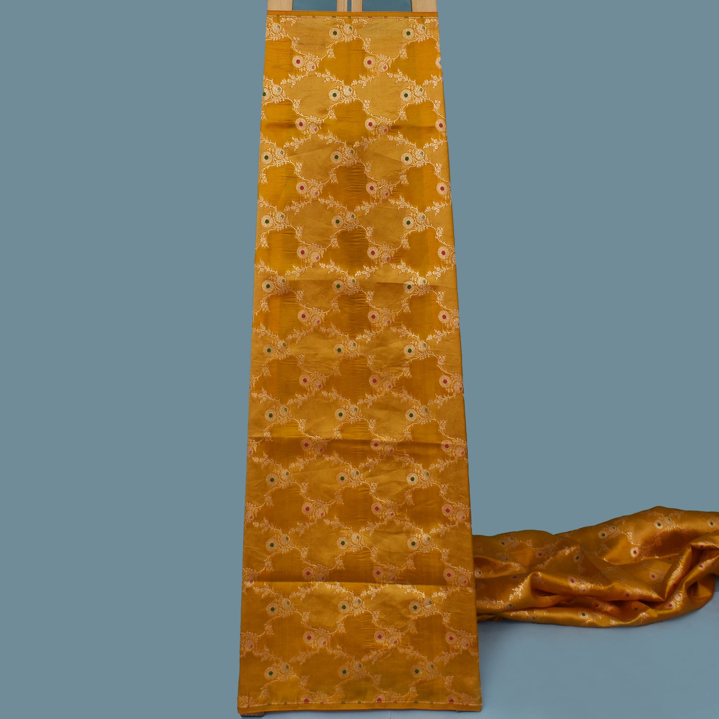 Mustard Color Katan Meena Brocade Fabric