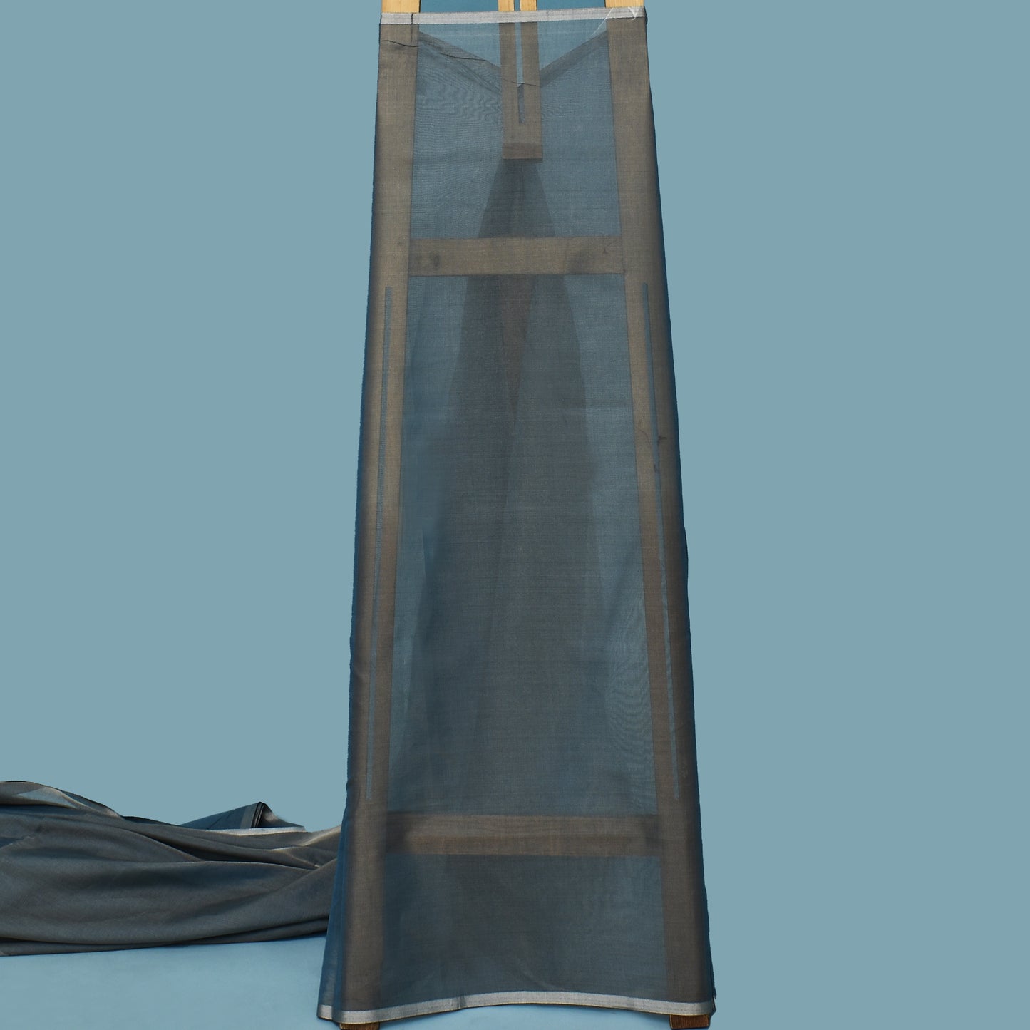 Stone Blue Color Tissue Plain Fabric