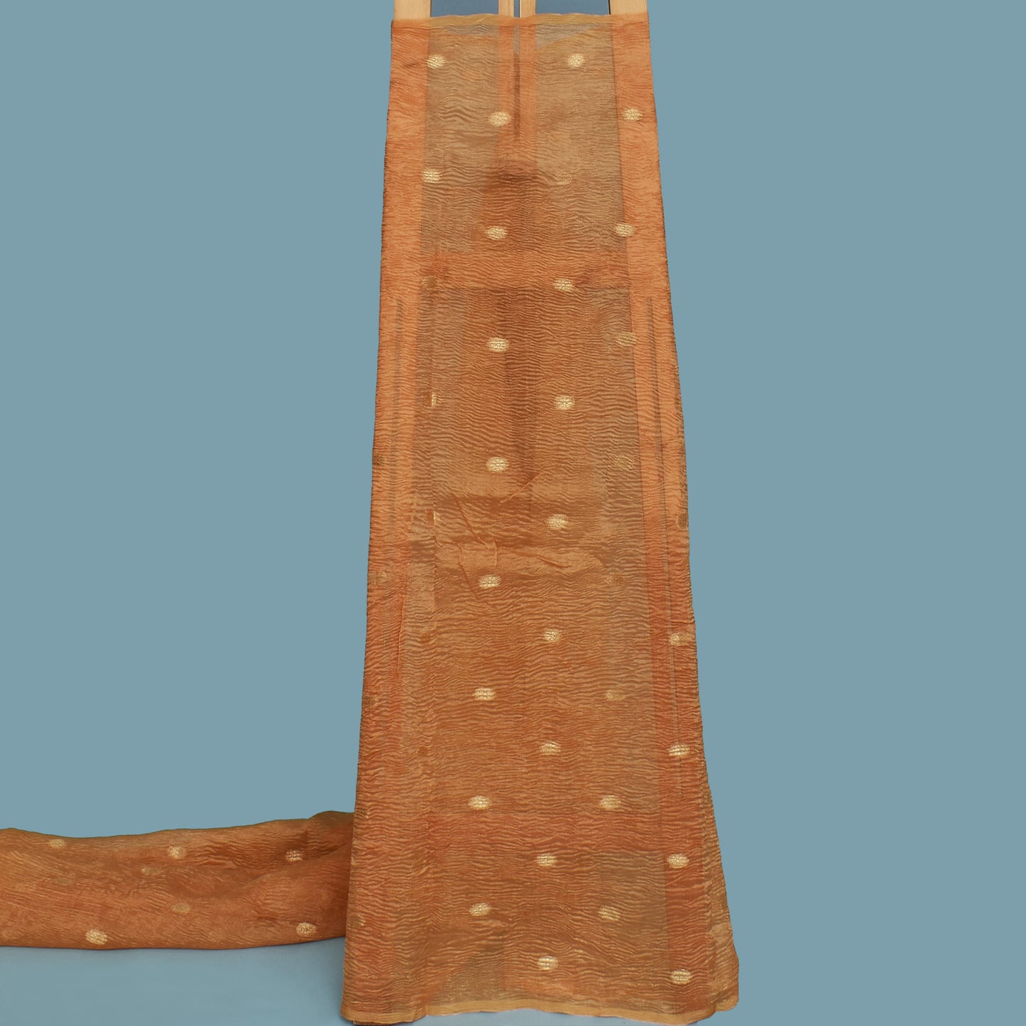Peach Color Crush Tissue Booti Fabric