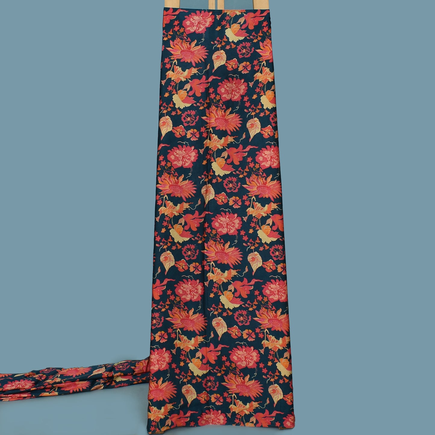 Multi Color Bember Satin Print Fabric