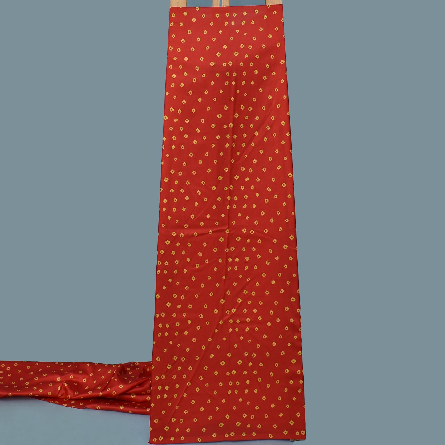 Red Color Slub Tussar Print Fabric