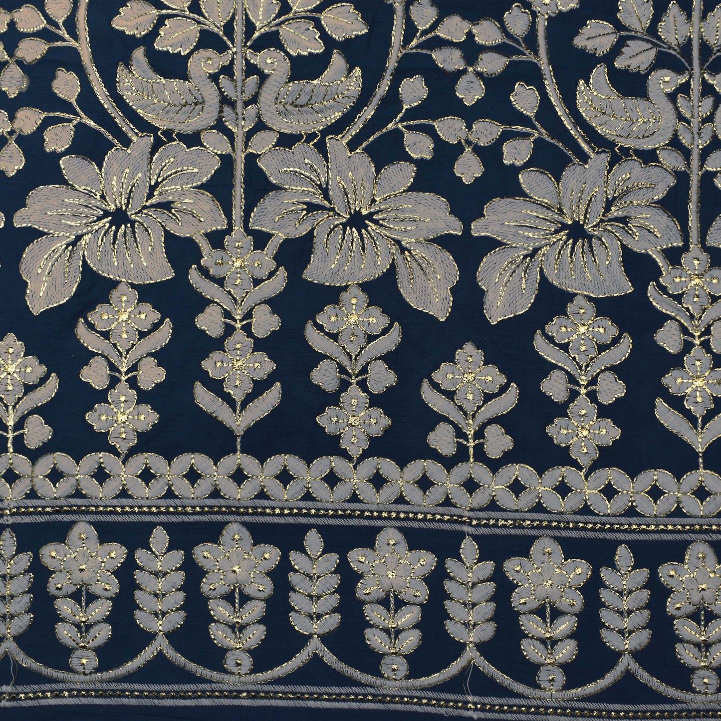 Colored Color Cotton Border Embroidery Fabric