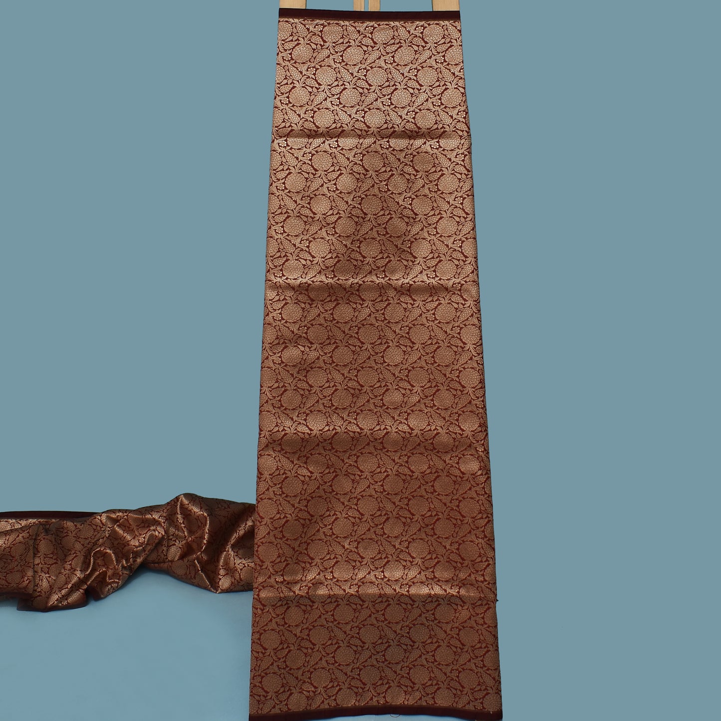 Maroon Color Katan Meena Brocade Fabric