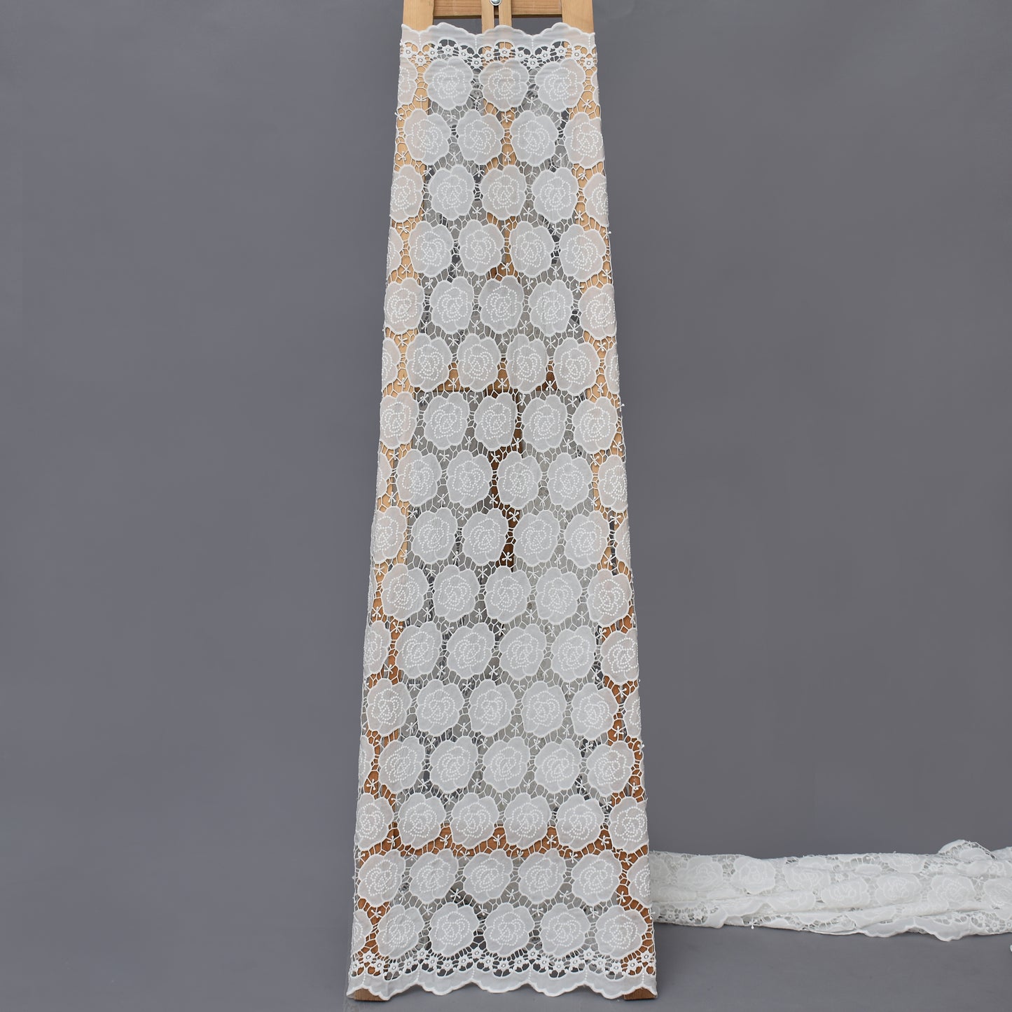 White Color Crepe Chikan Fabric