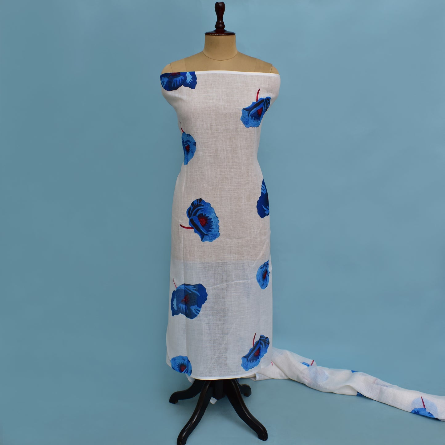 Cream Color Linen Digital Print Fabric