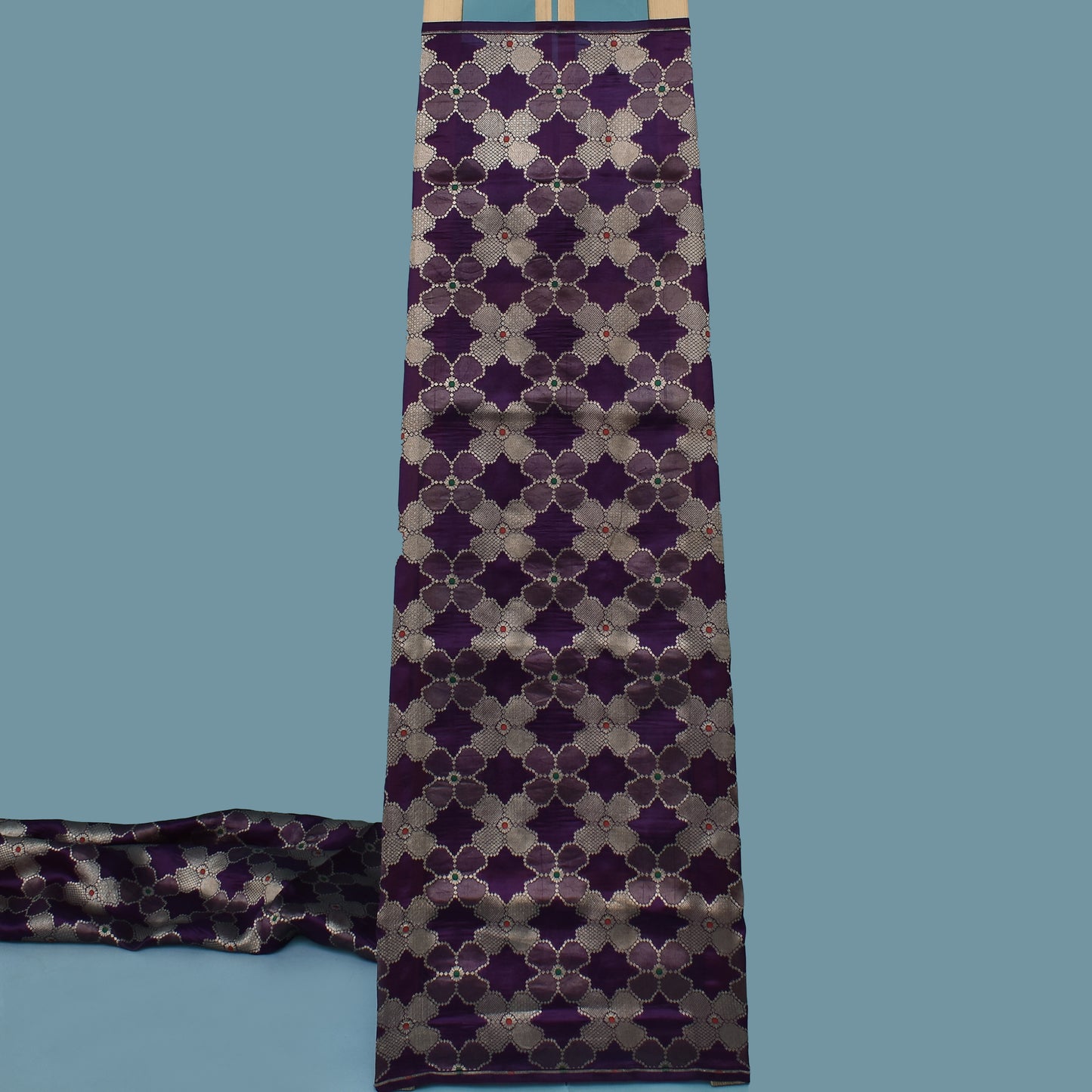 Purple Color Katan Meena Brocade Fabric