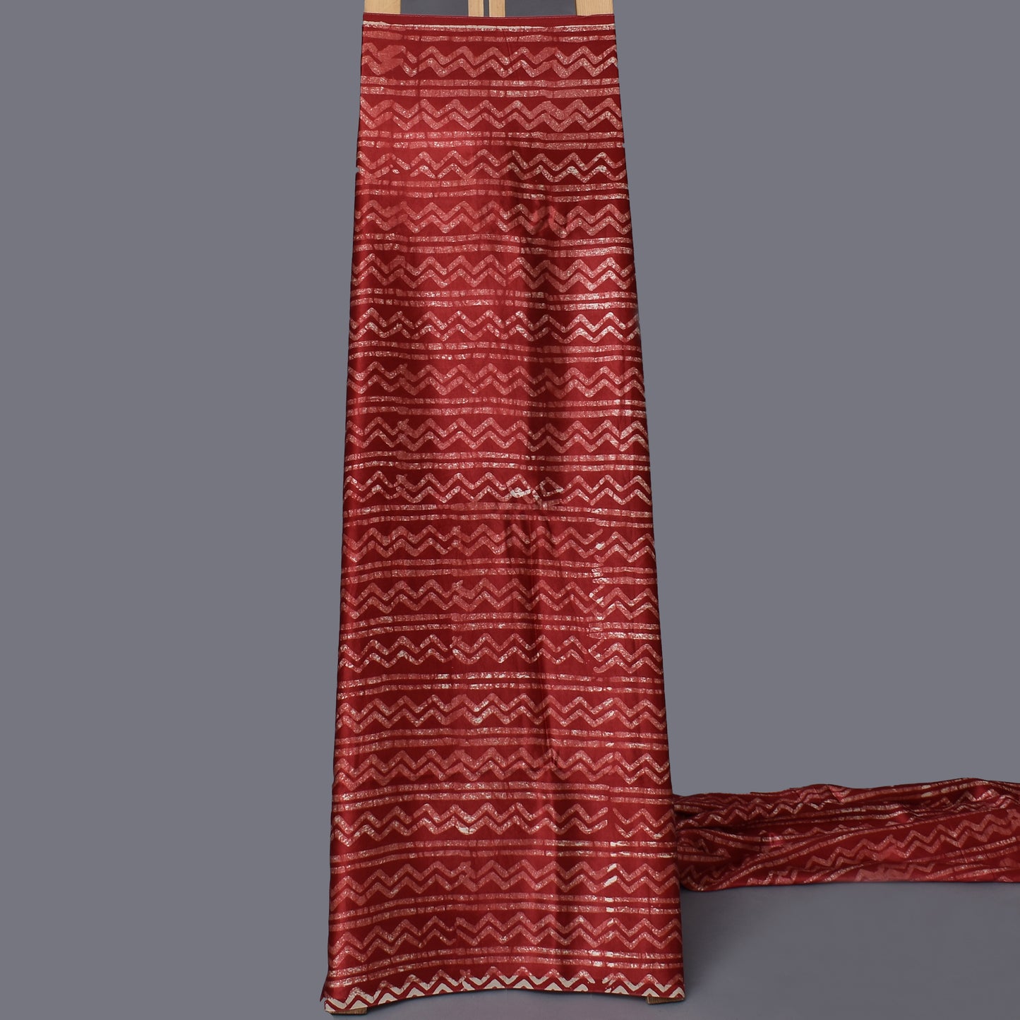 Red Color Gajji Silk Print Fabric