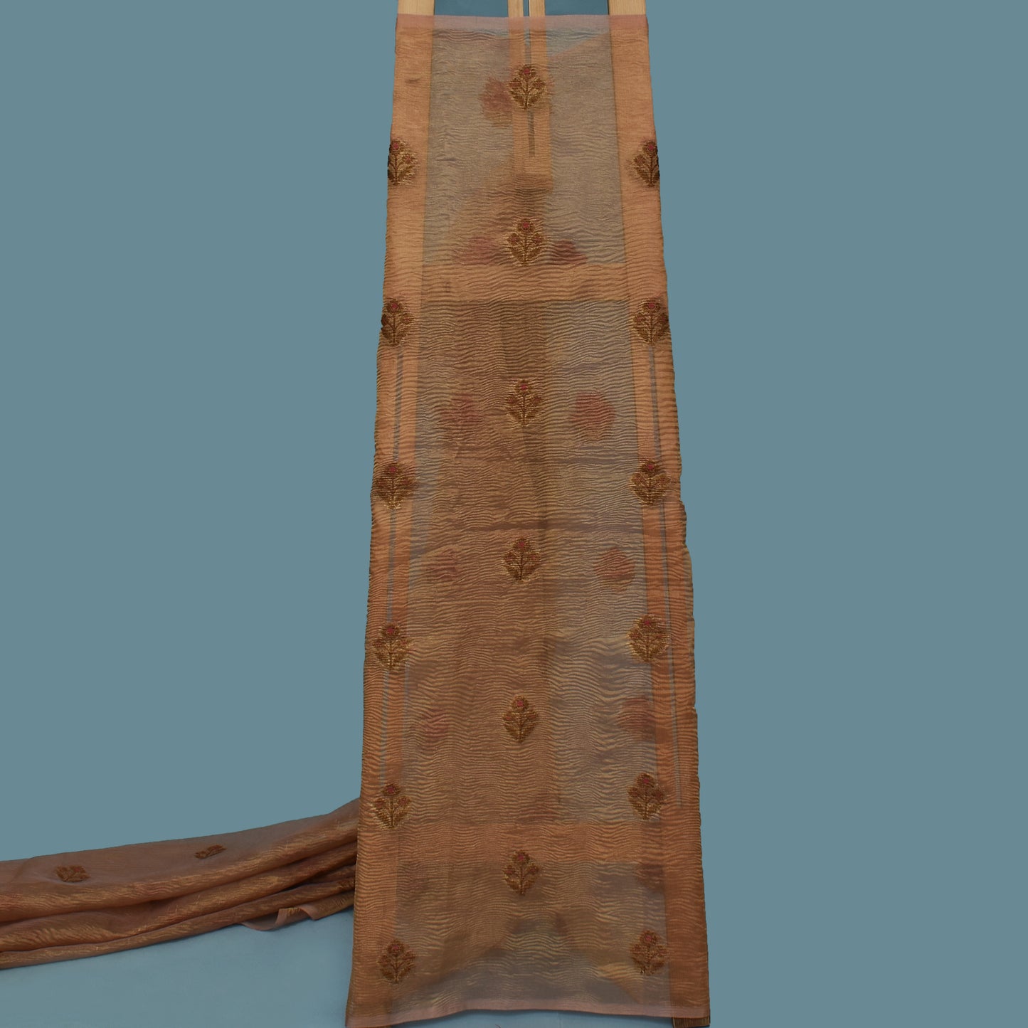 Light Brown Color Crush Tissue Boota Fabric