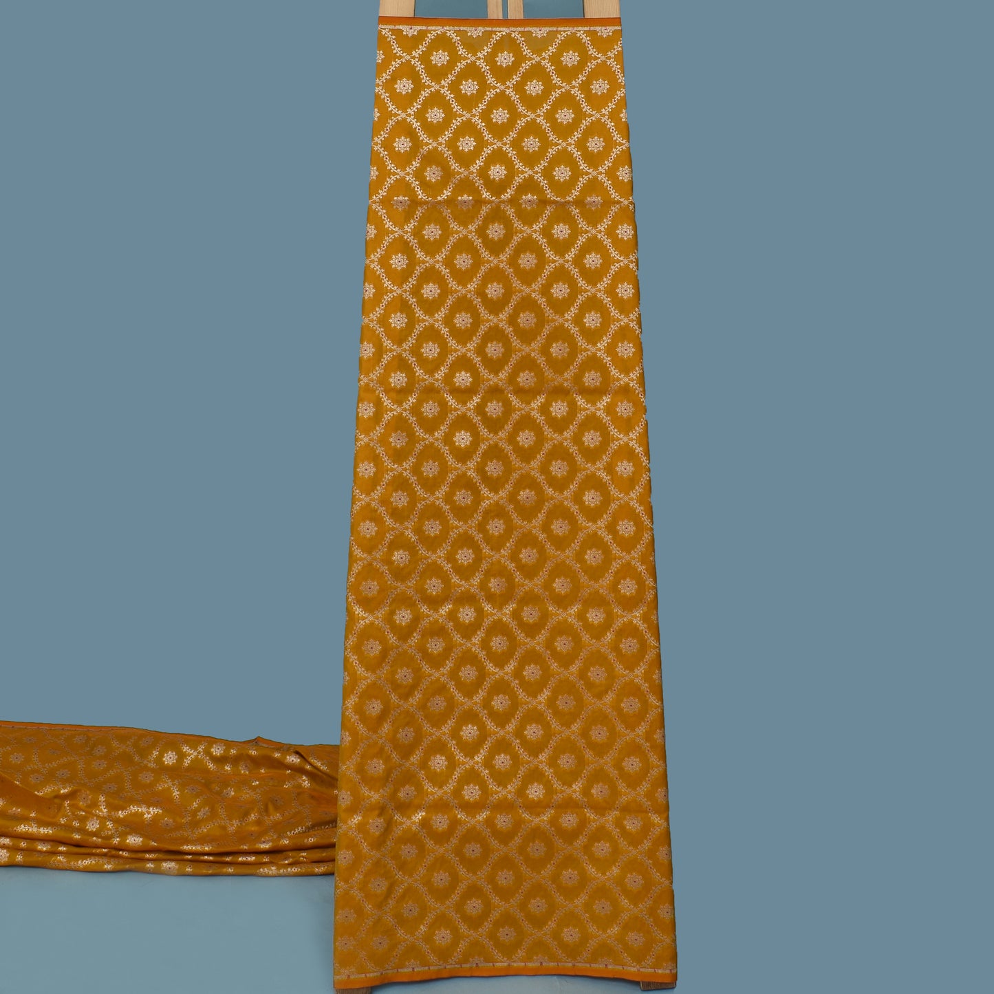 Mustard Color Katan Meena Brocade Fabric
