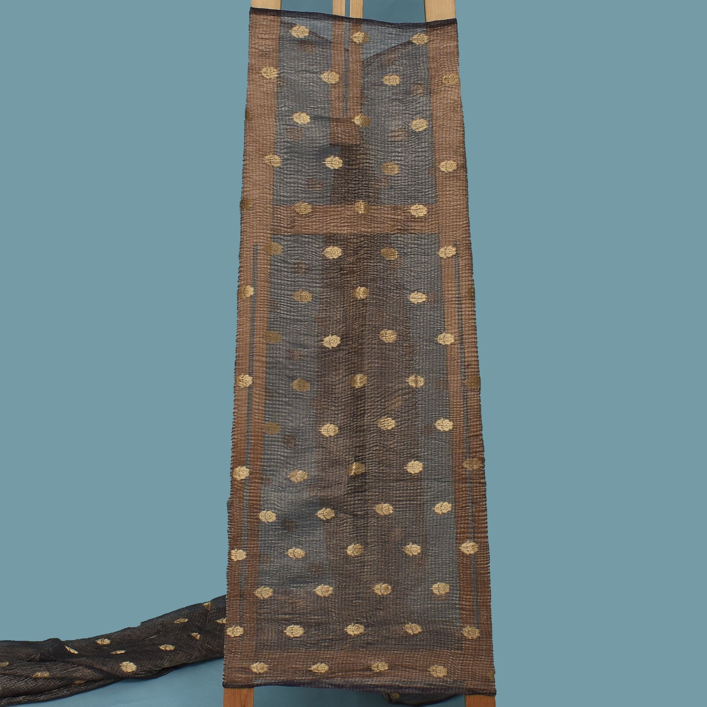 Grey Color Crush Tissue Booti Fabric