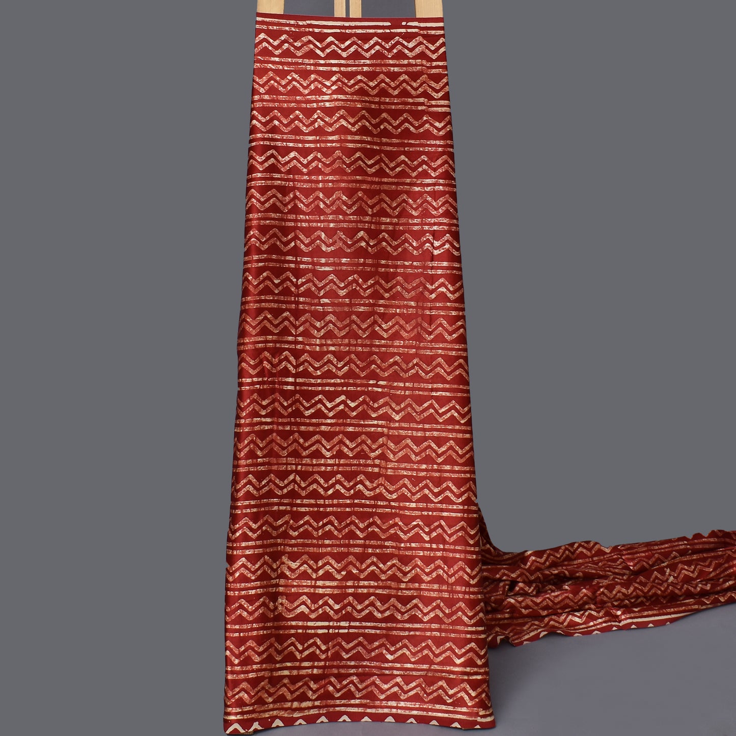 Red Color Gajji Silk Batik Print Fabric