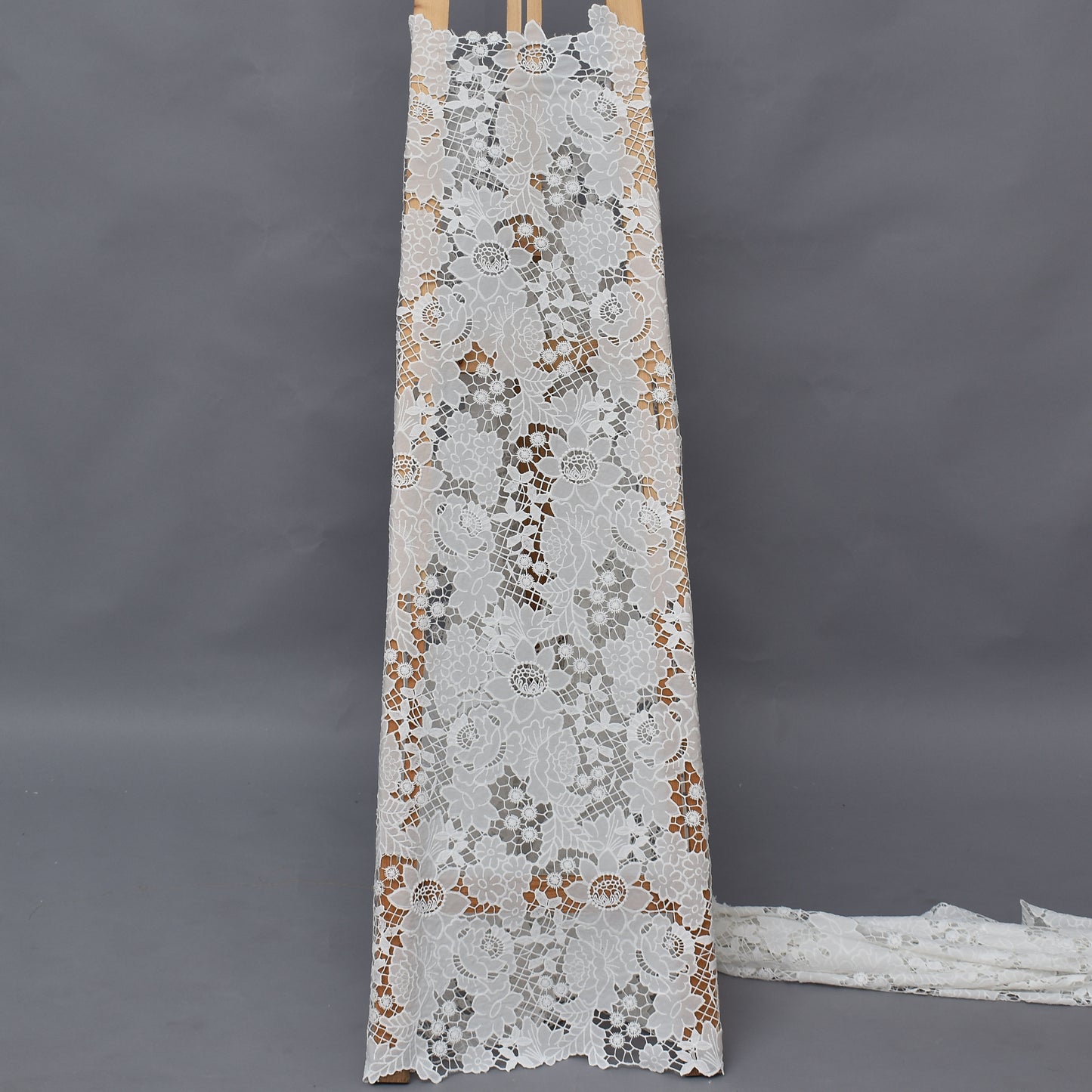 White Color Crepe Chikan Fabric