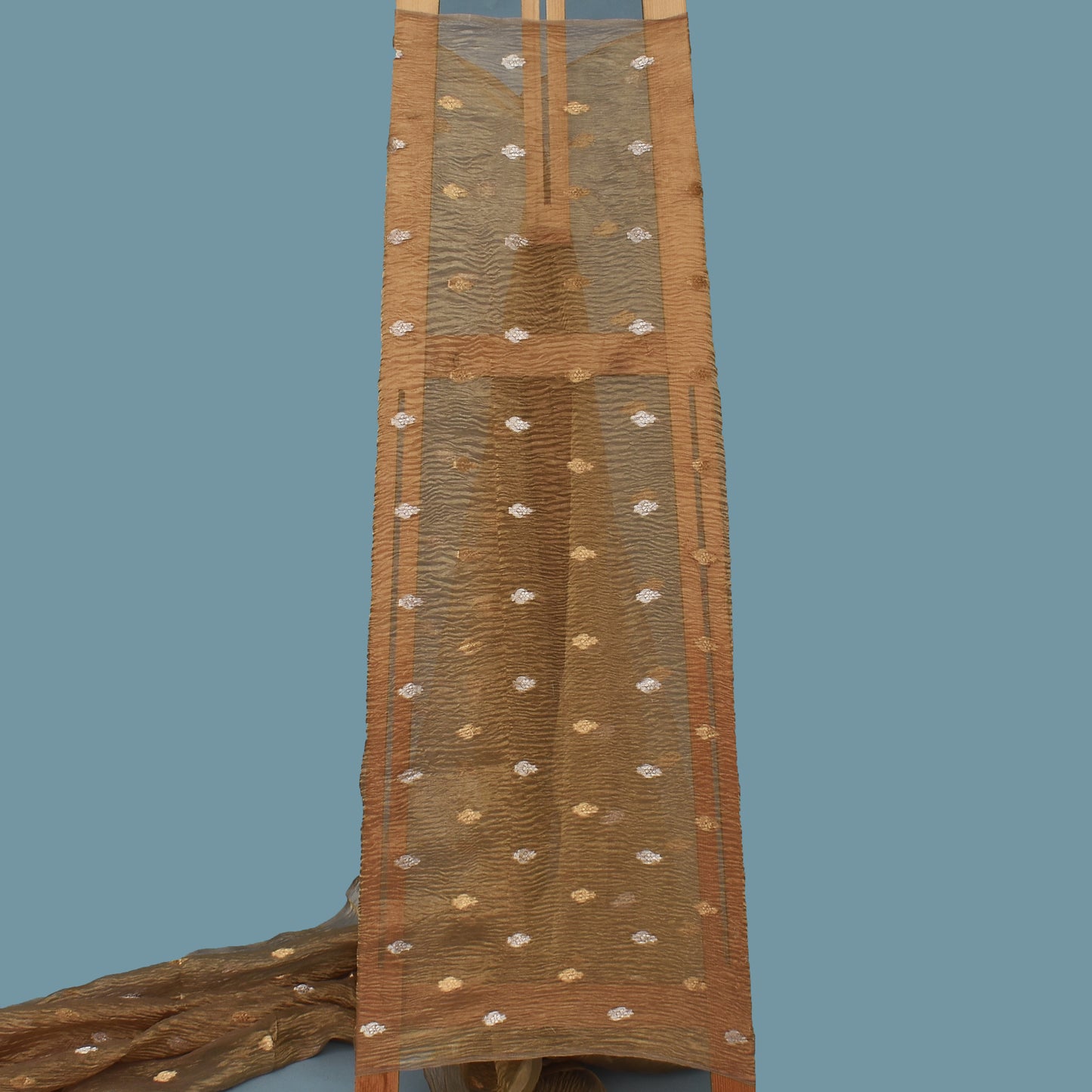 Beige Color Crush Tissue Booti Fabric