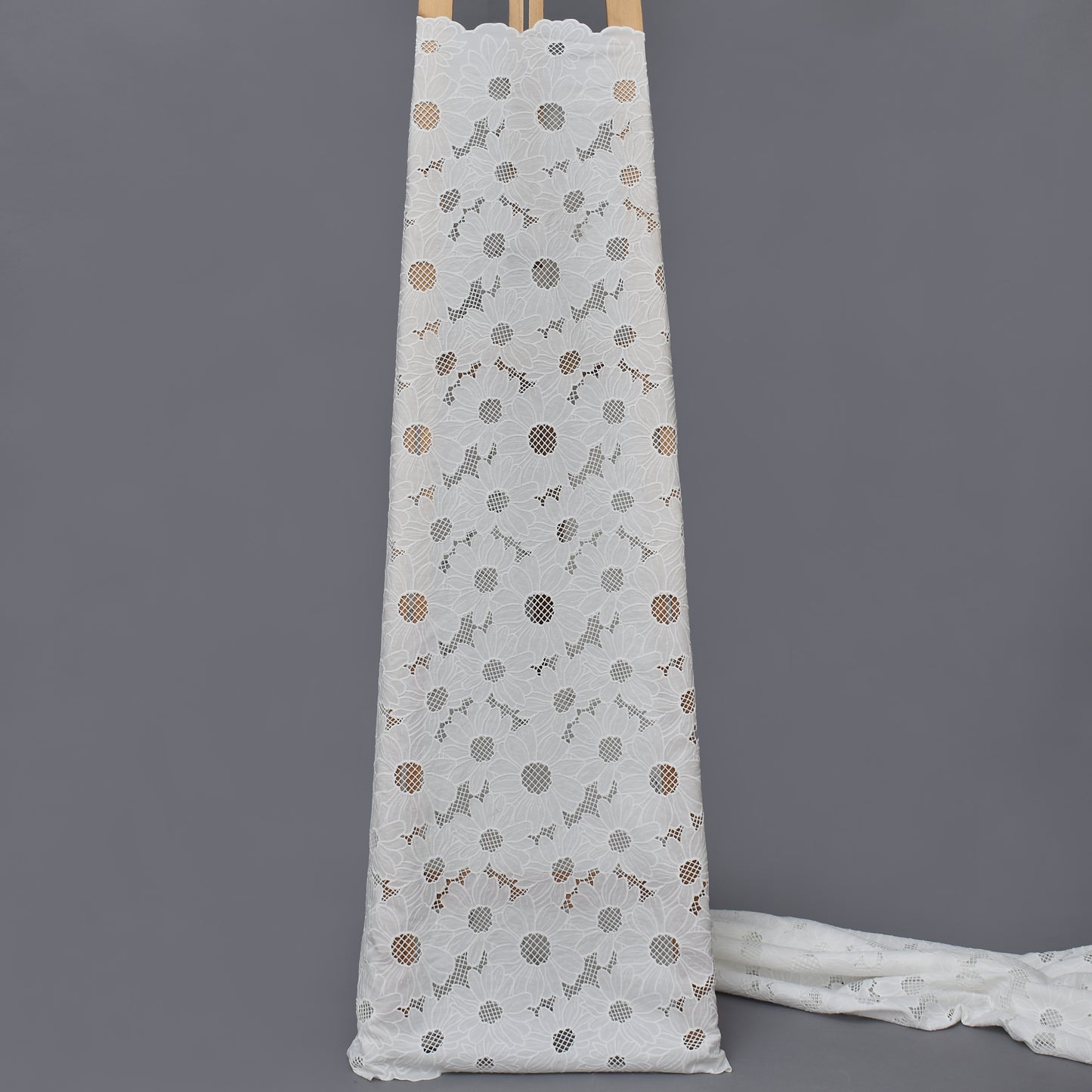 White Color Crepe Chikan Fabric