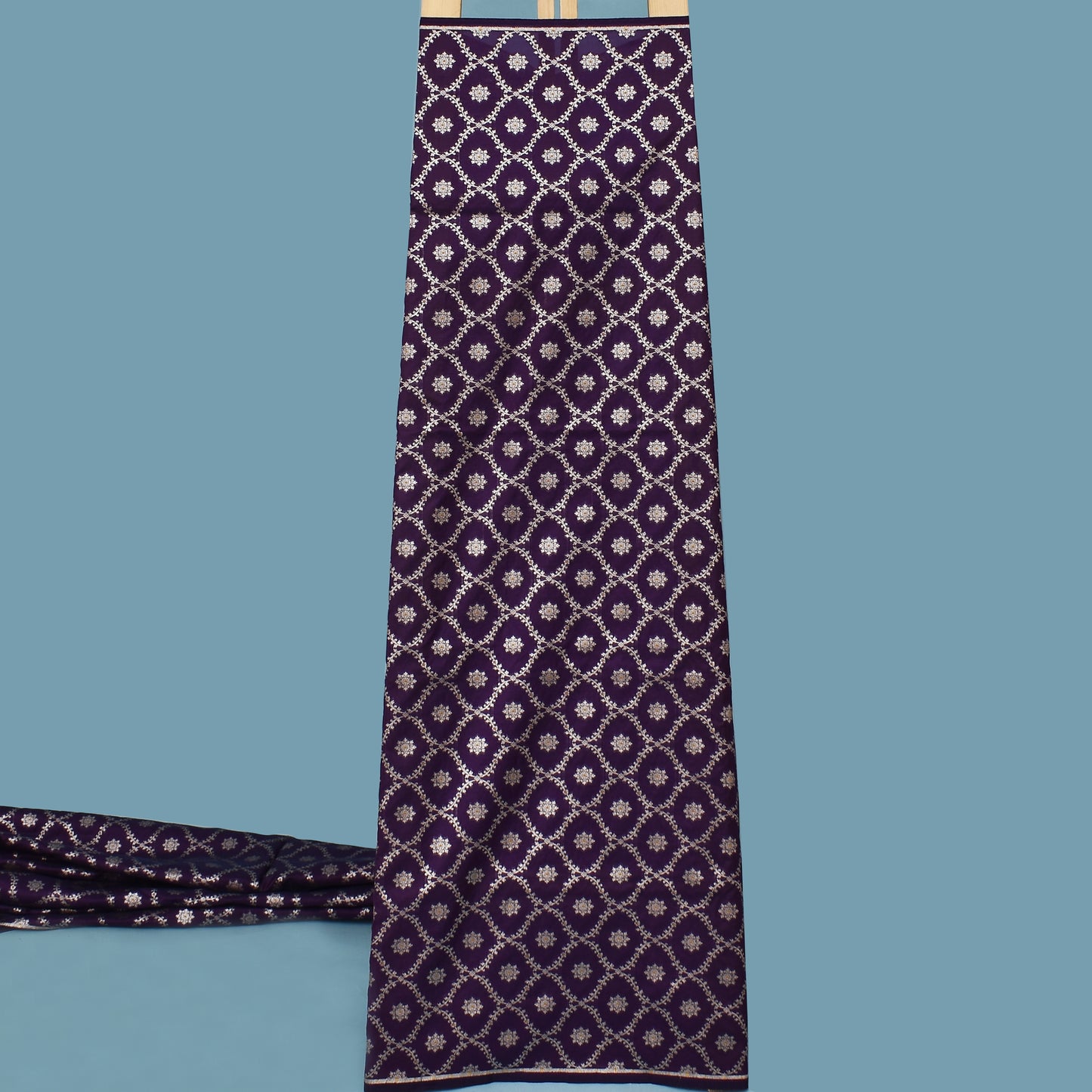 Purple Color Katan Meena Brocade Fabric