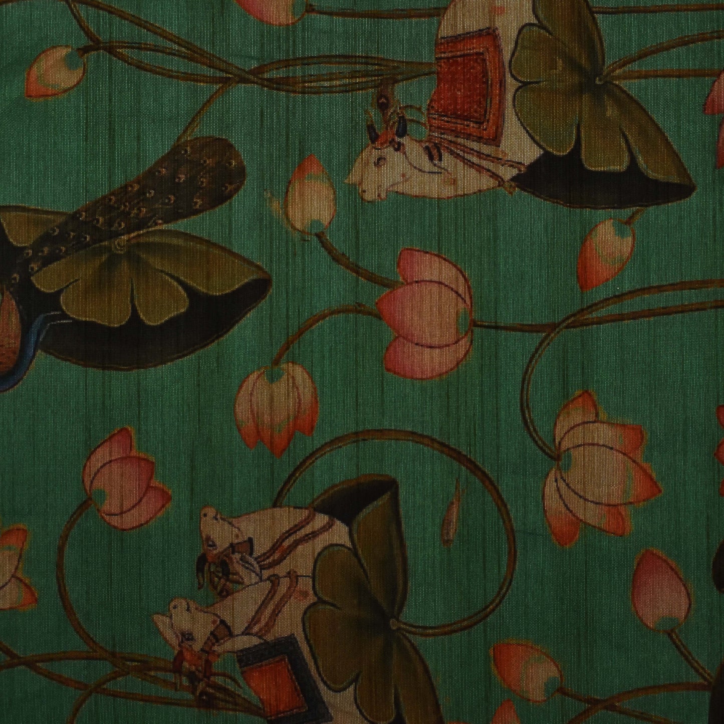 Multicolor Dupion Silk Print Fabric