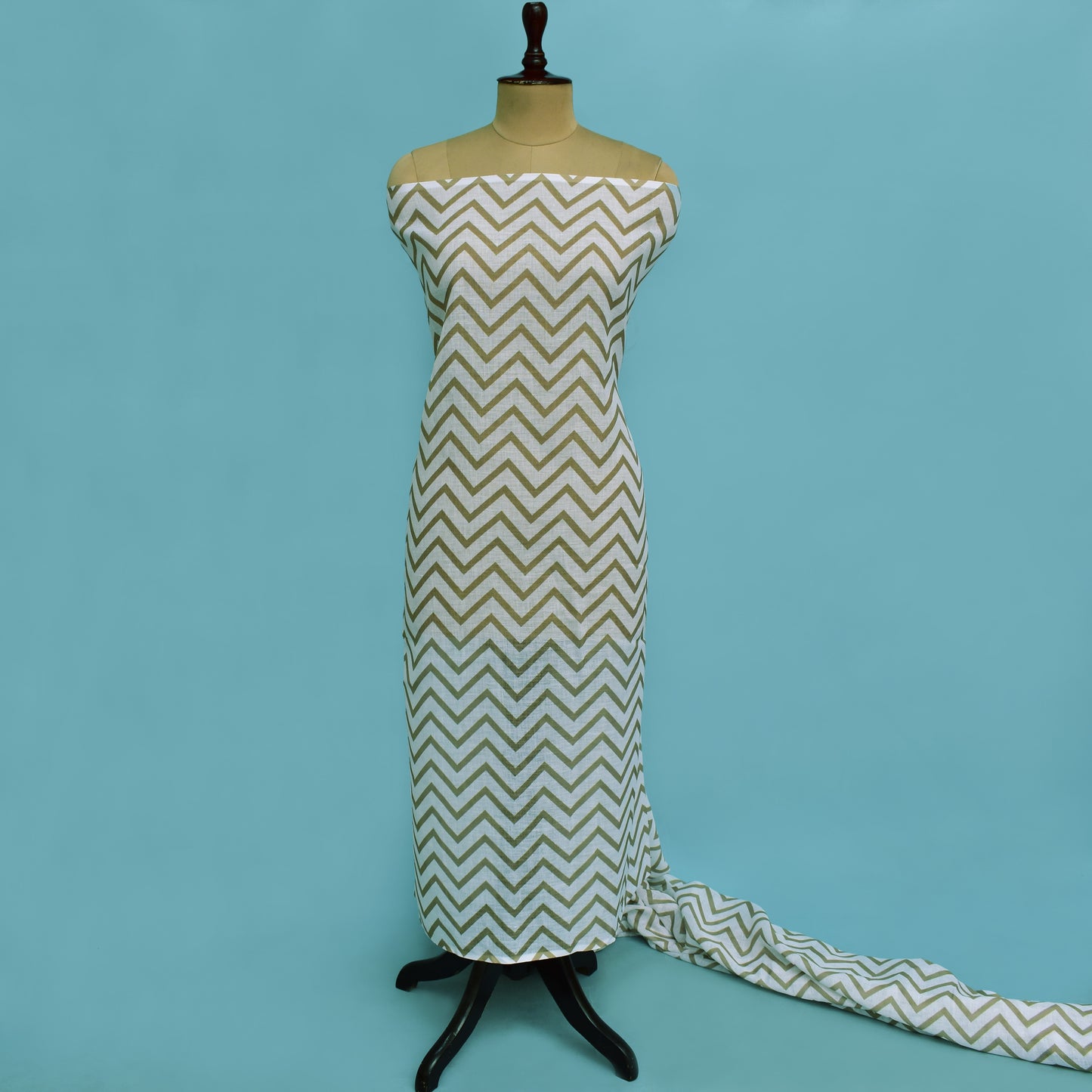 Green Color Linen Digital Print Fabric