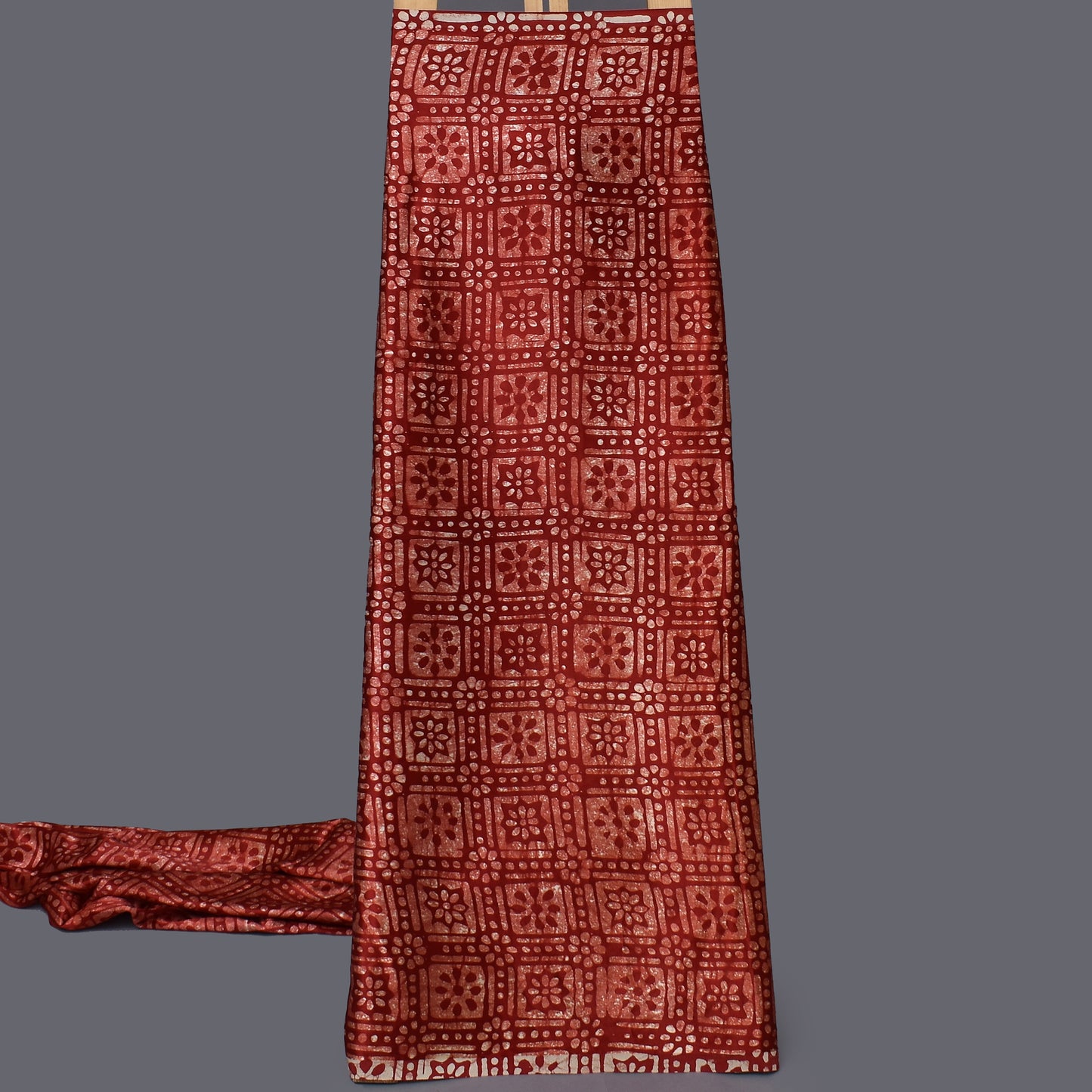 Maroon Color Gajji Silk Batik Print Fabric