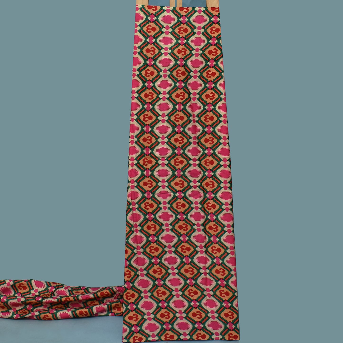 Multicolor Slub Chanderi Print Fabric