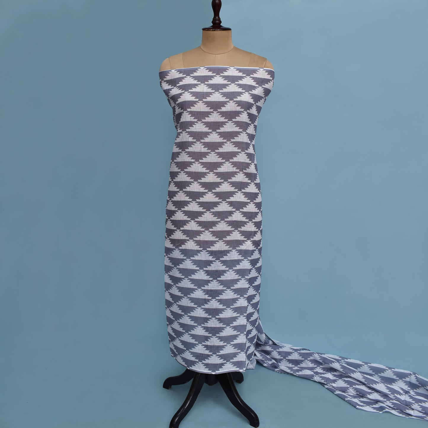 Grey Color Linen Digital Print Fabric