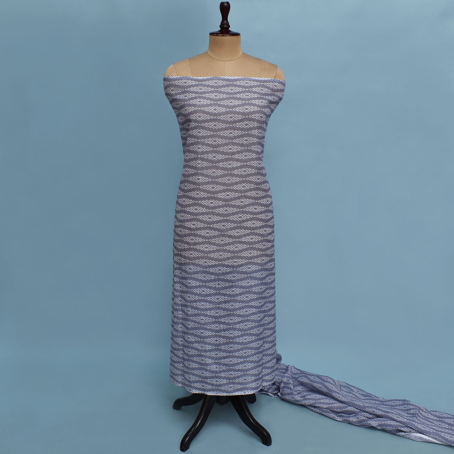 Grey Color Linen Digital Print Fabric