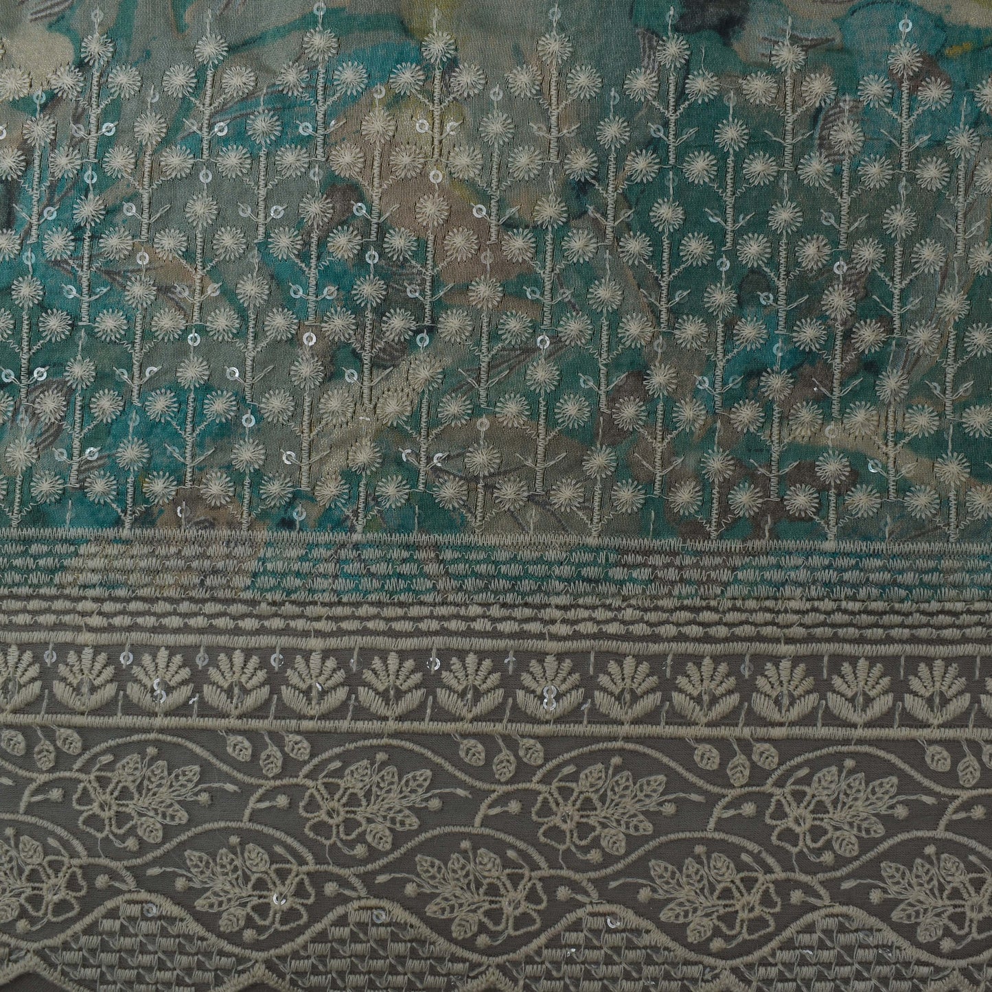 Multi-Colored Chanderi Print Embroidery Fabric