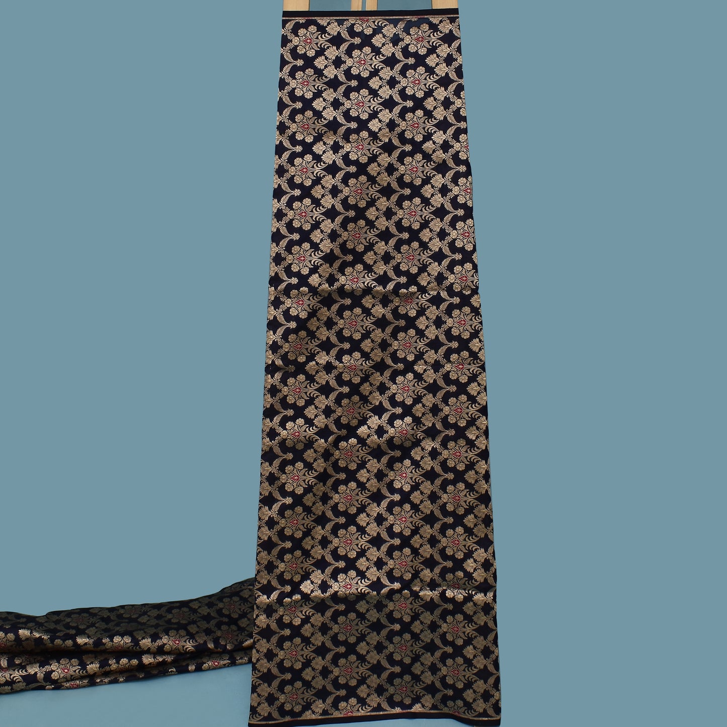 Navy Blue Color Brocade Fabric