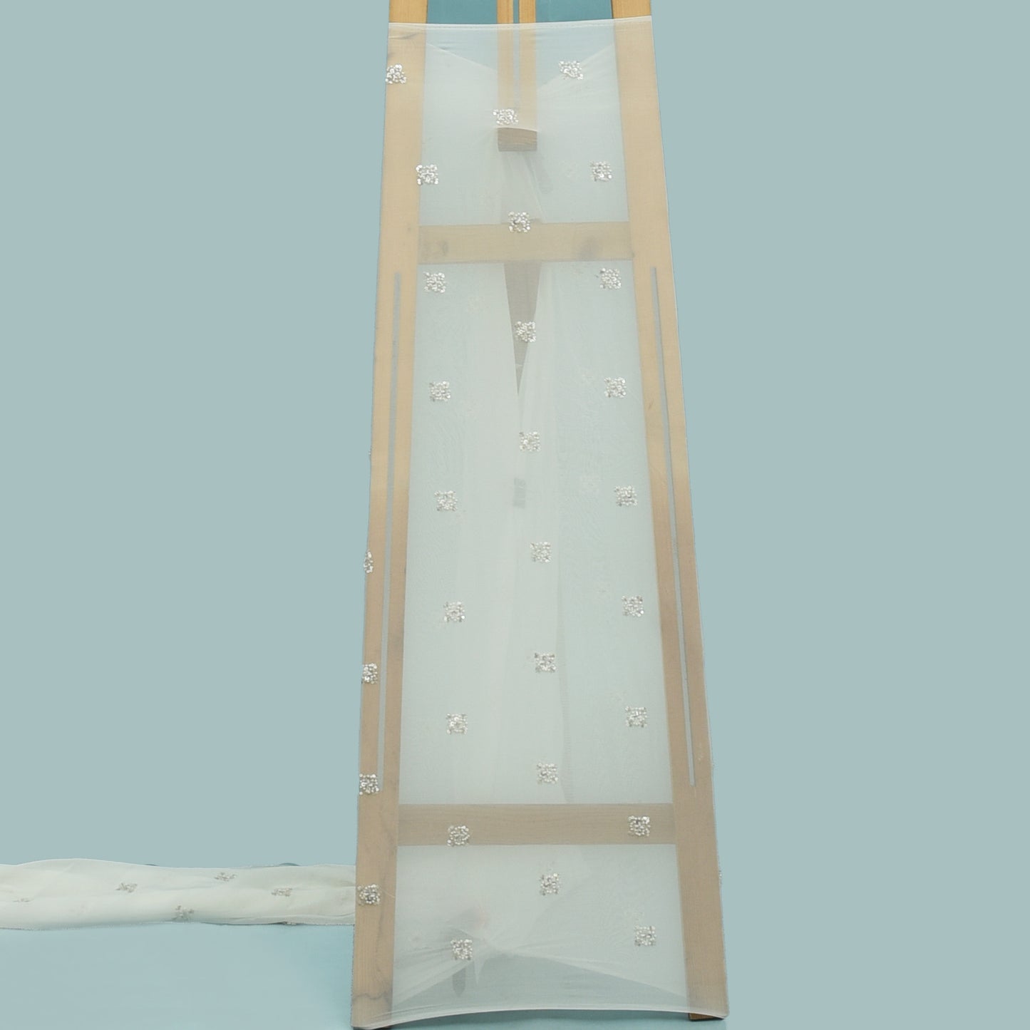 White Color Georgette Booti Fabric