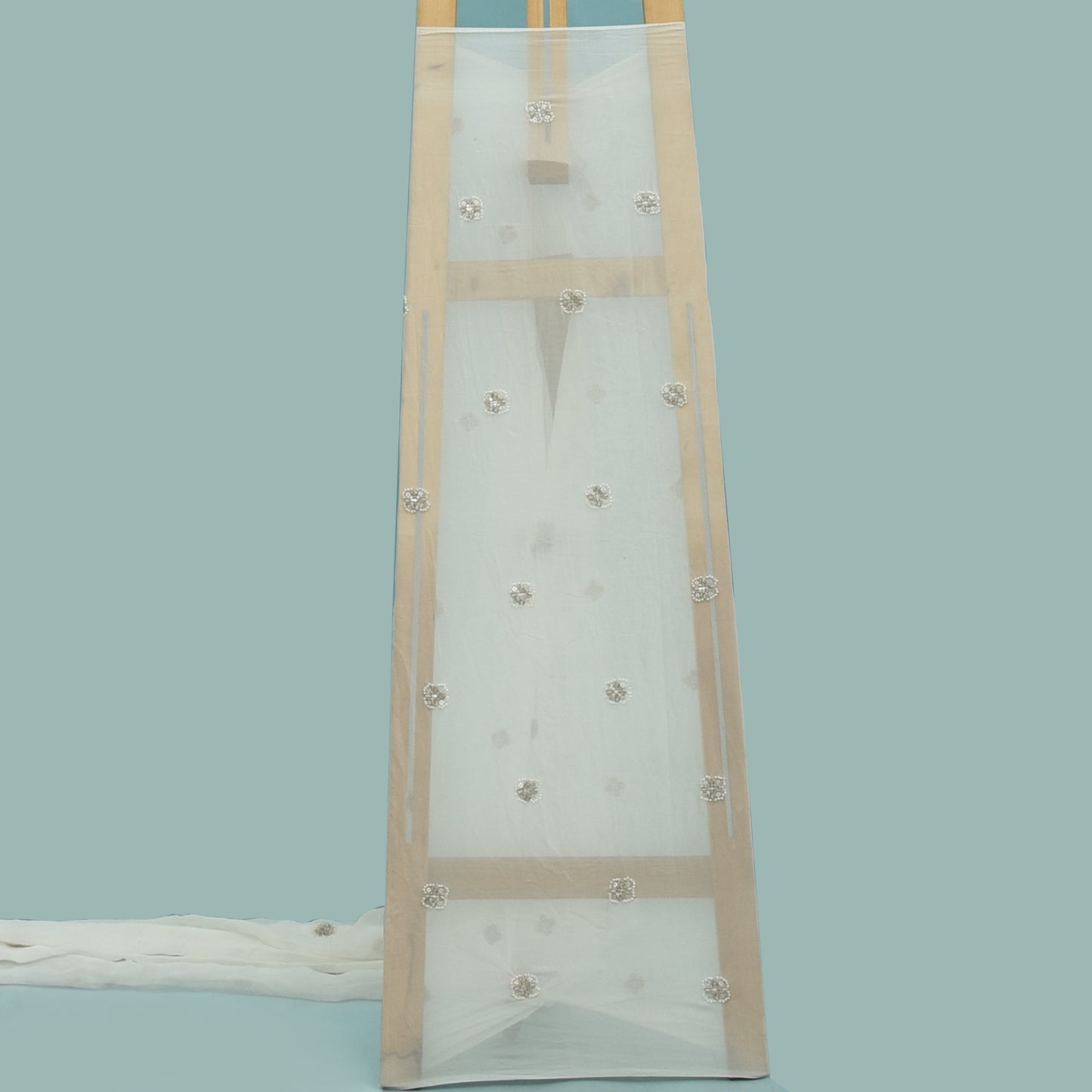 White Color Georgette Booti Fabric