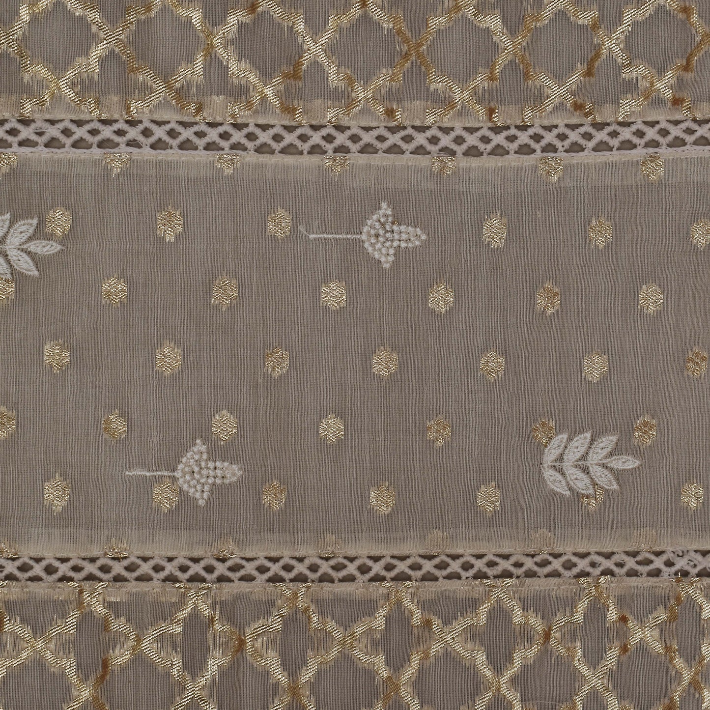 Cream Color Chanderi Embroidery Fabric