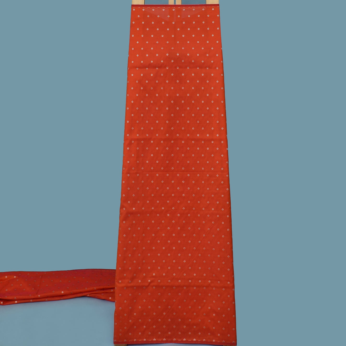 Orange Color Katan Meena Brocade Fabric