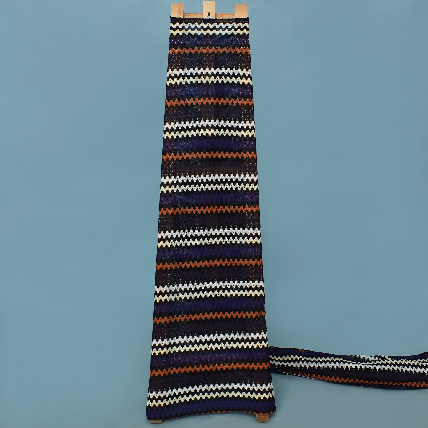 Multi Colored Zigzag Knitted Crosia Print Fabric