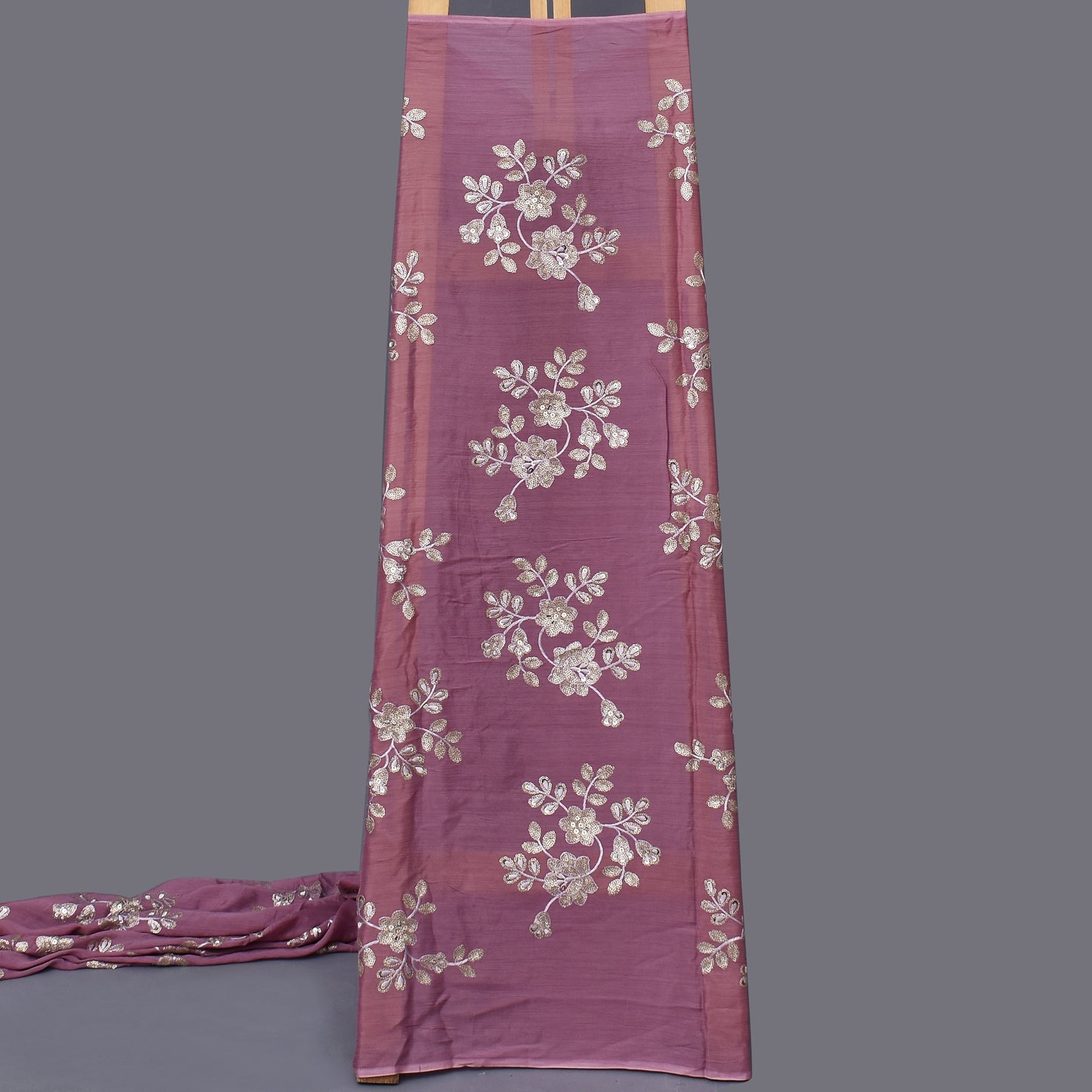 Mauve Color Chinon Embroidery Fabric