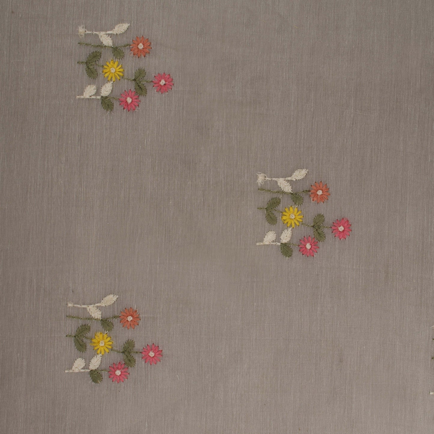 Cream Color Chanderi Embroidery Fabric