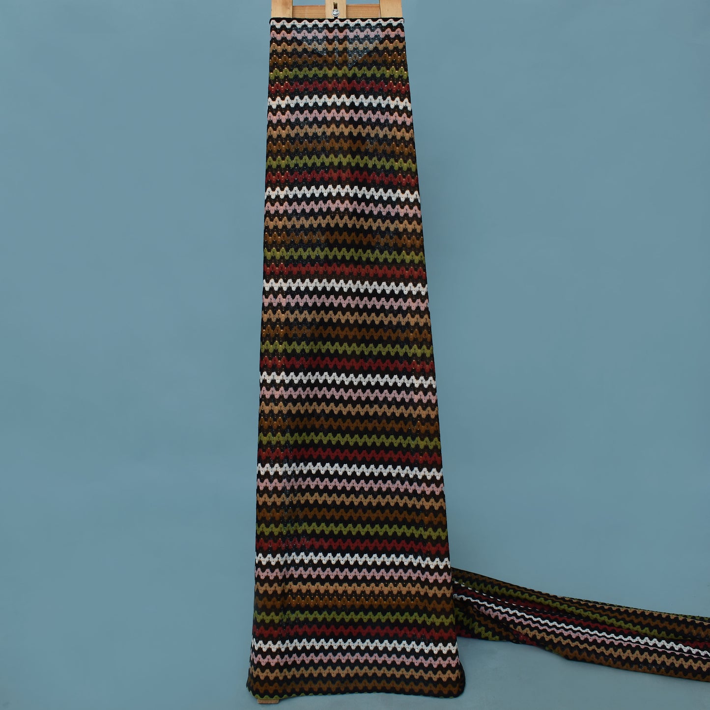 Multi Colored Zigzag Knitted Crosia Print Fabric