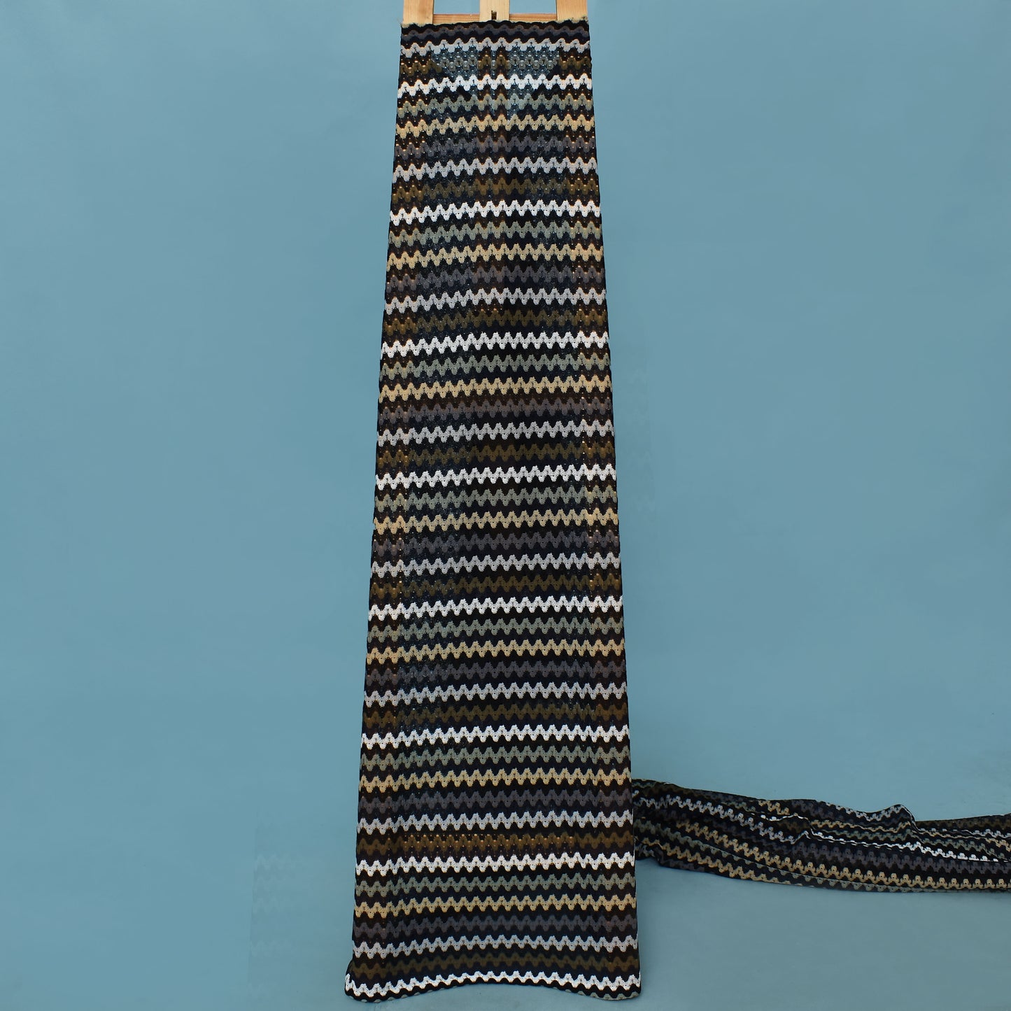 Multi Colored Zigzag Knitted Crosia Print Fabric