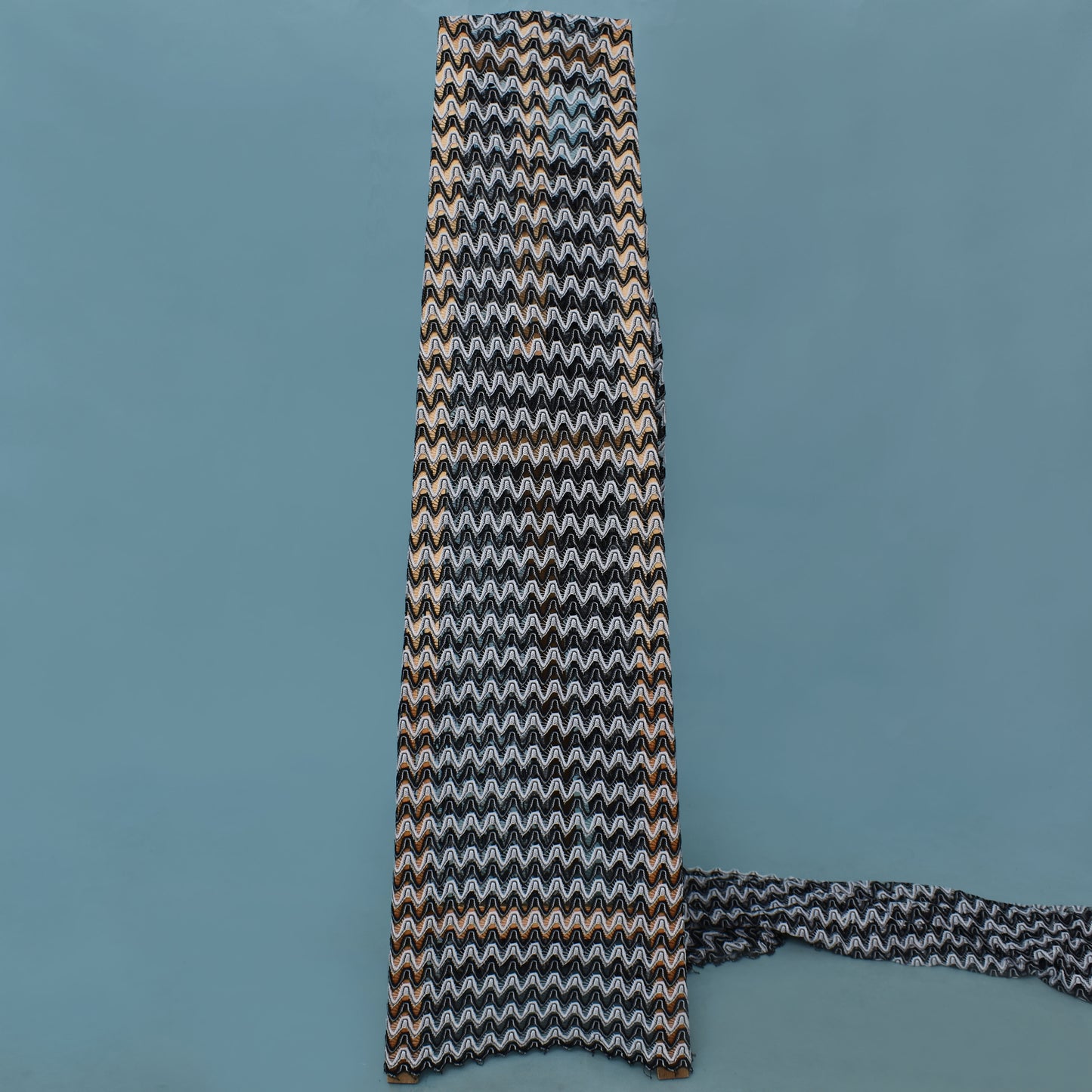 Multi Colored Zigzag Knitted Crosia Print Fabric