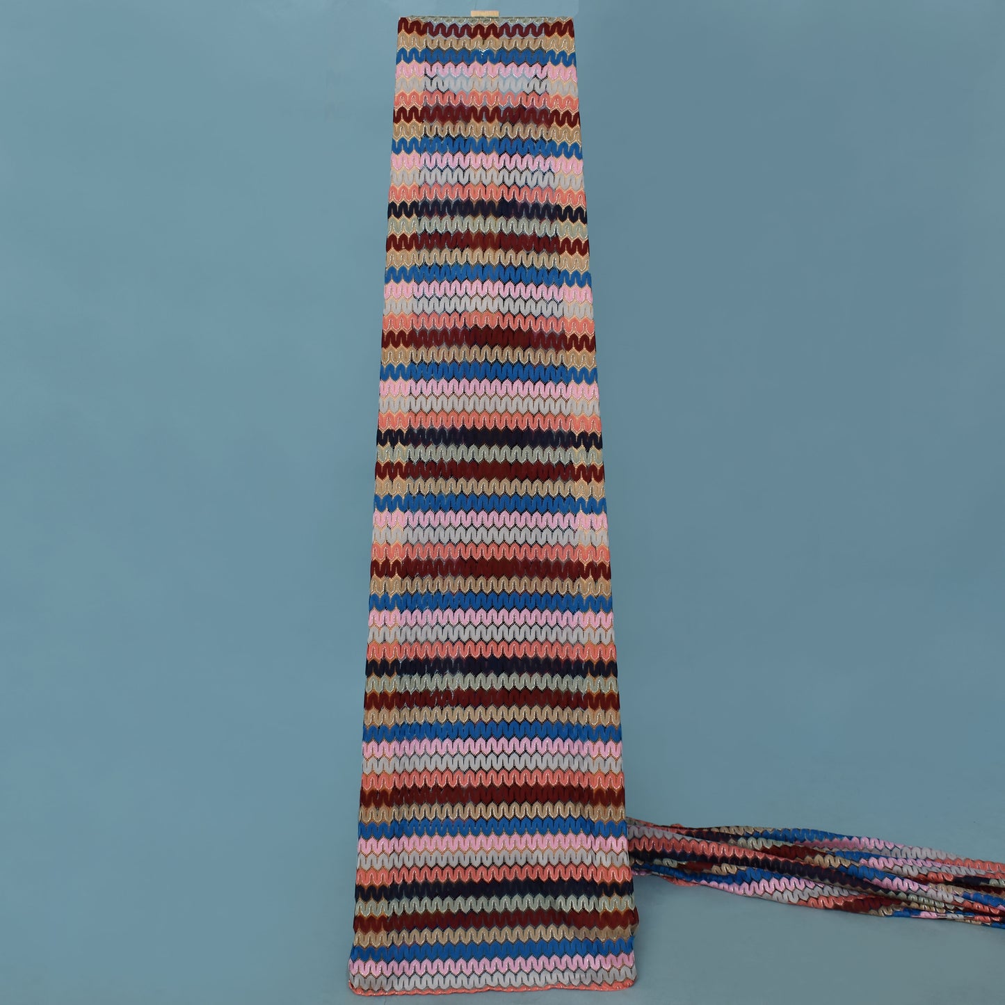 Multi Colored Simmer Zigzag Knitted Crosia Print Fabric