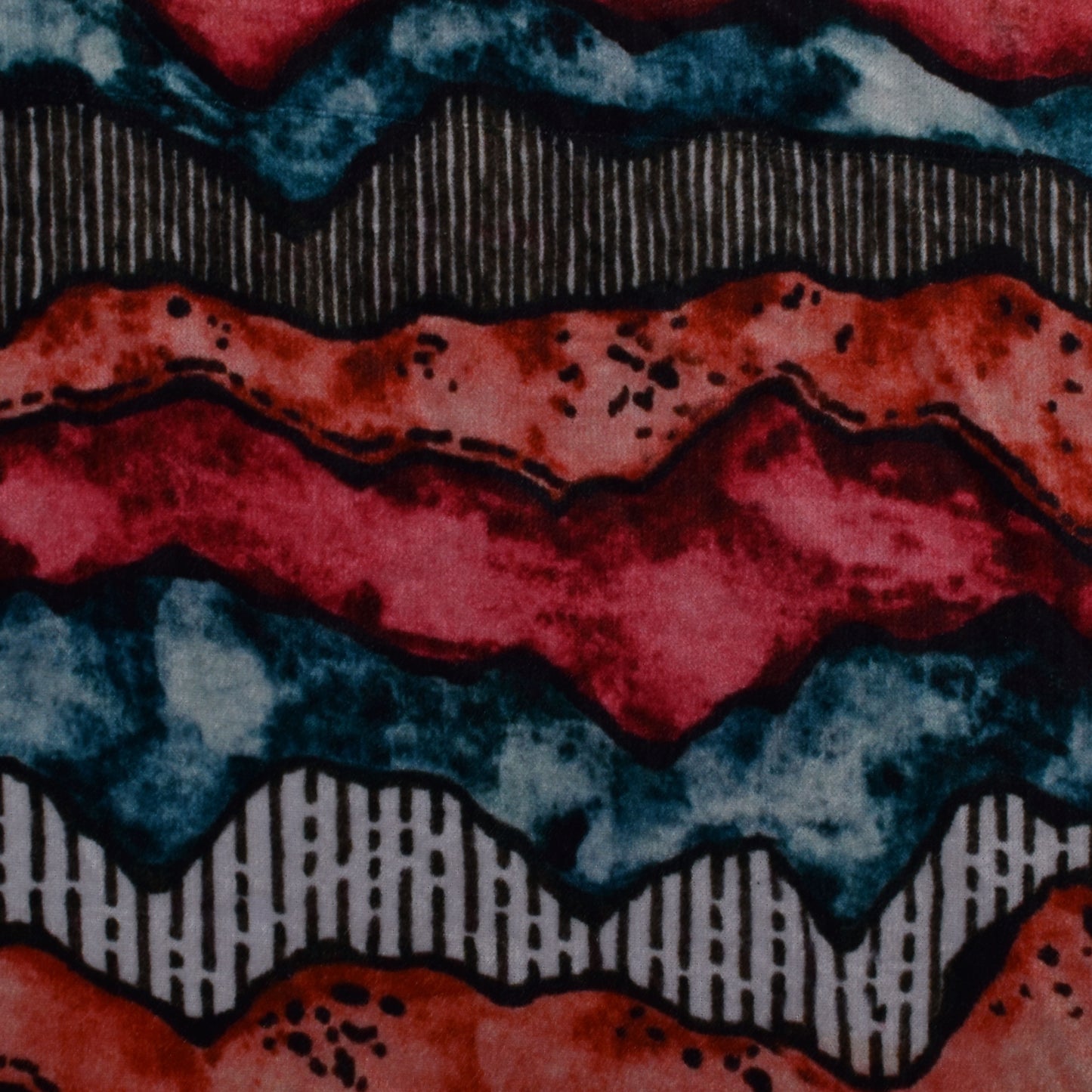 Multicolor Velvet Print Fabric