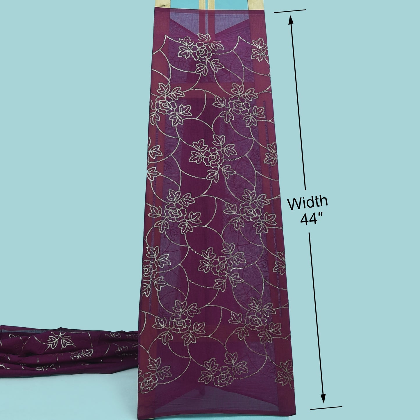 Chanderi Silk Sequins Embroidery Fabric
