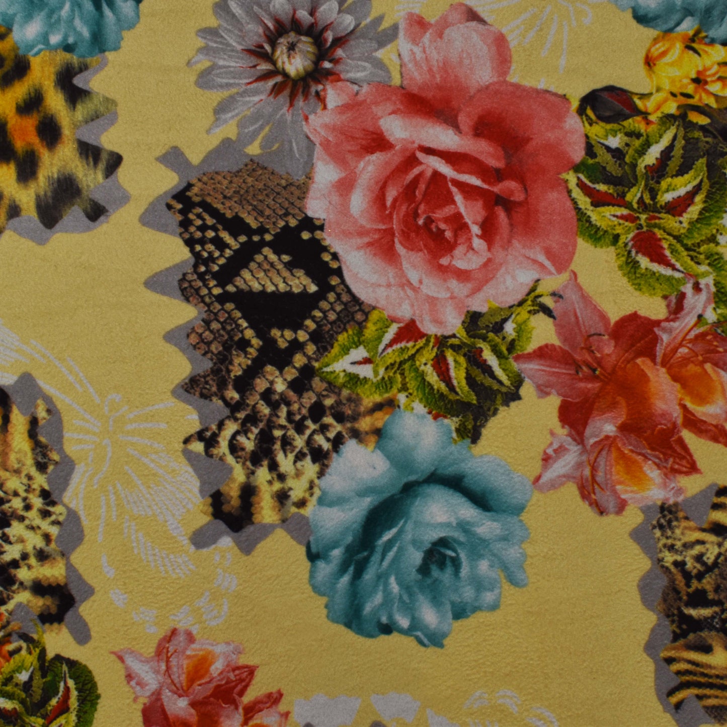 Multicolor Velvet Print Fabric