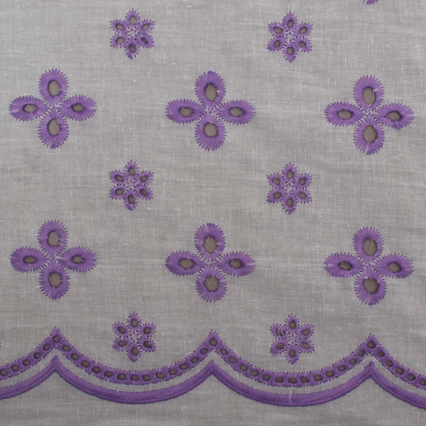 White Color Cotton Chikan Embroidery Fabric